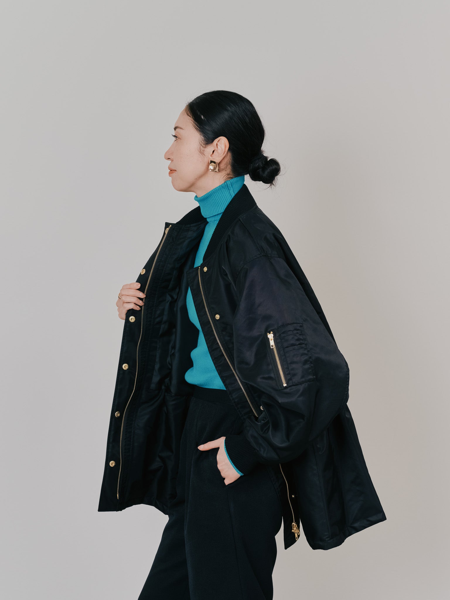 中綿ドルマンＭＡ-1 ブルゾン [601457] black