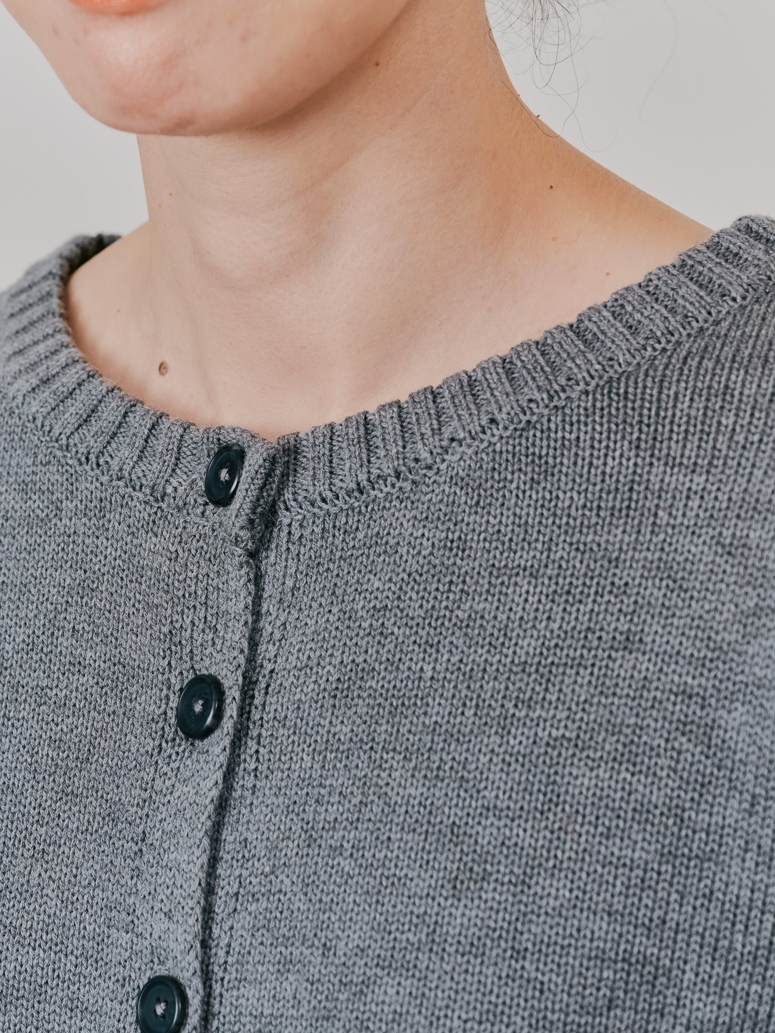 ポイントポップコーンマルチボーダーニットカーディガン [601458] light grey