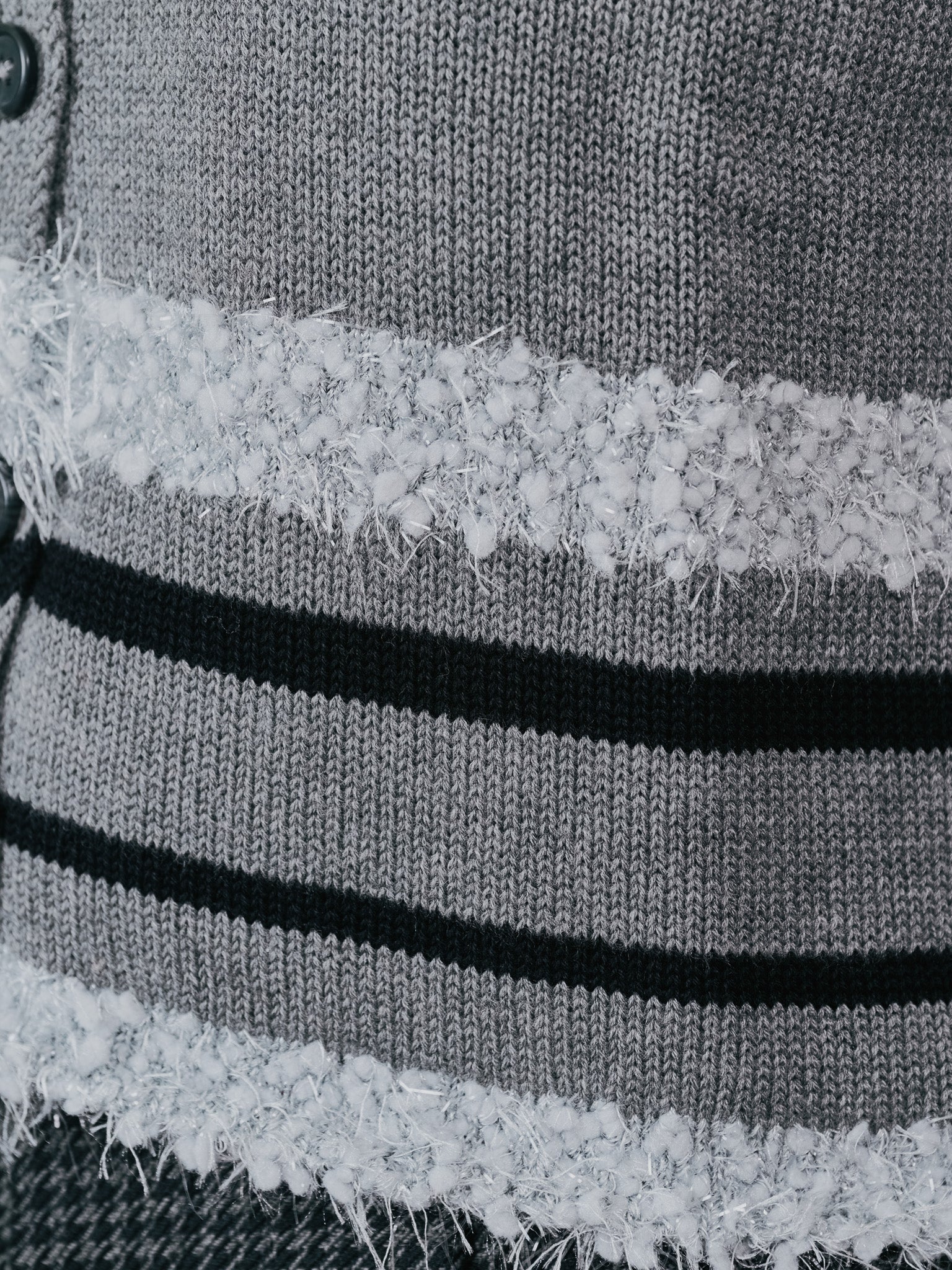 ポイントポップコーンマルチボーダーニットカーディガン [601458] light grey