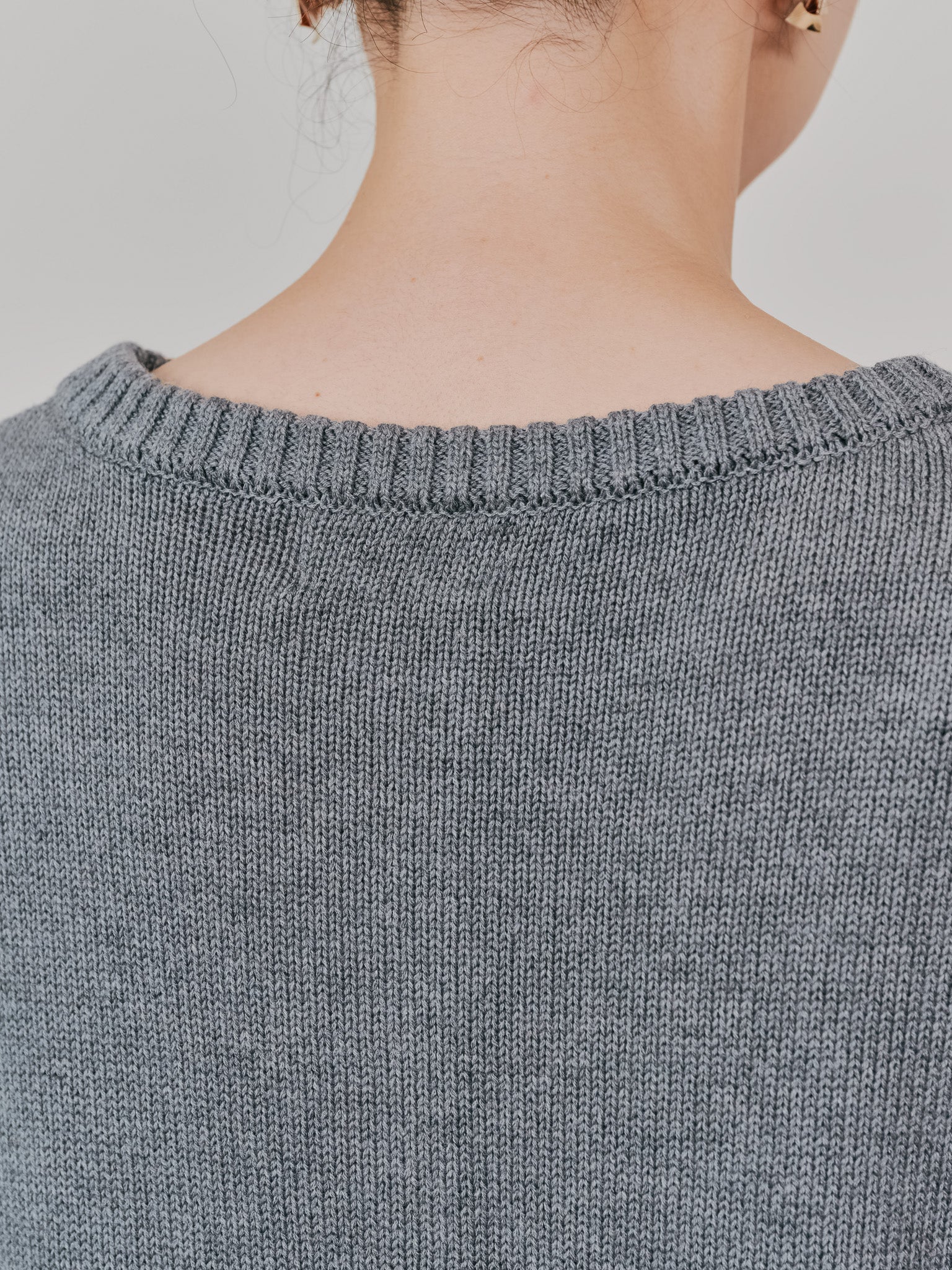 ポイントポップコーンマルチボーダーニットカーディガン [601458] light grey