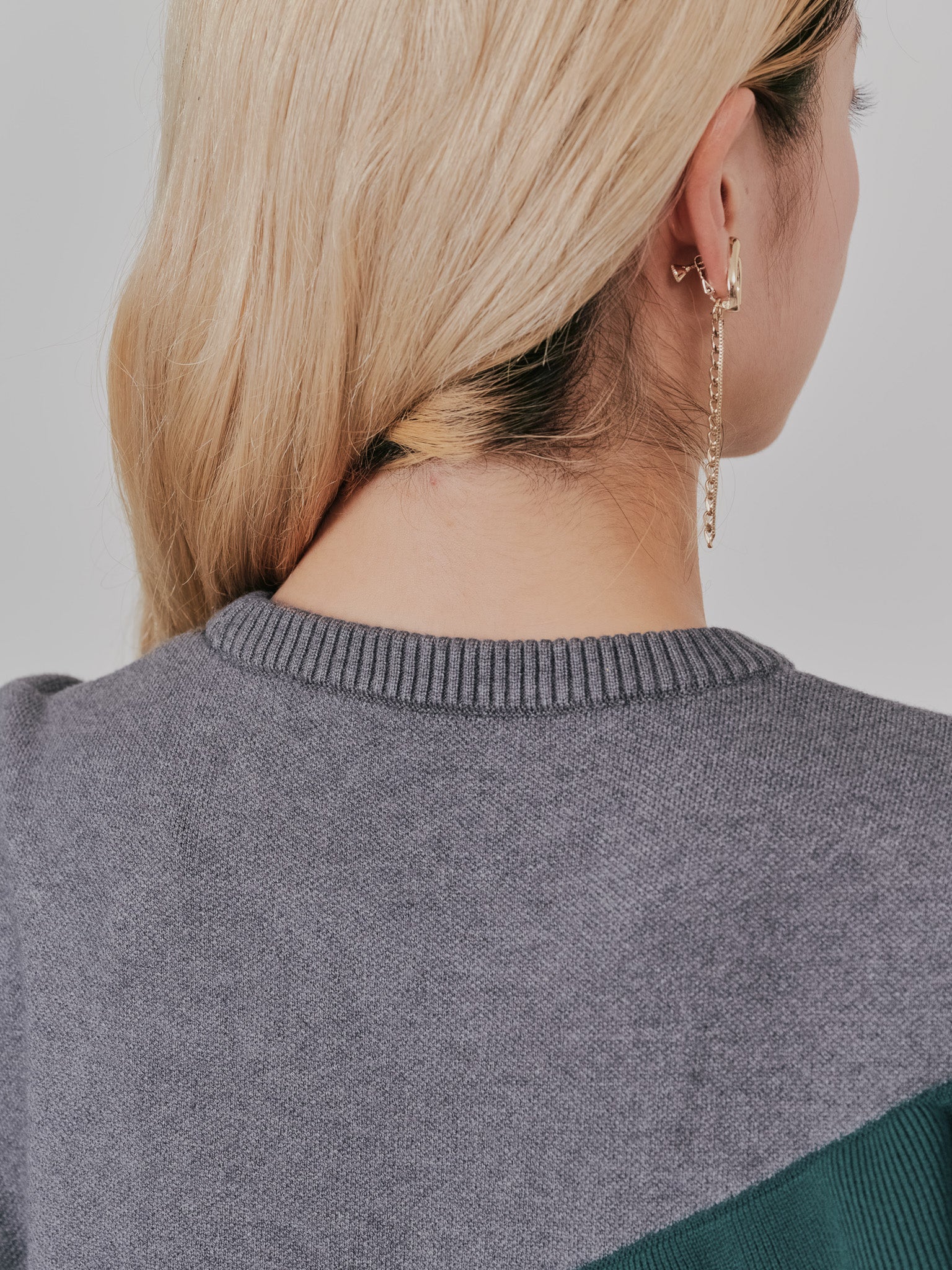 配色フリルティアードニットワンピース [601411] charcoal