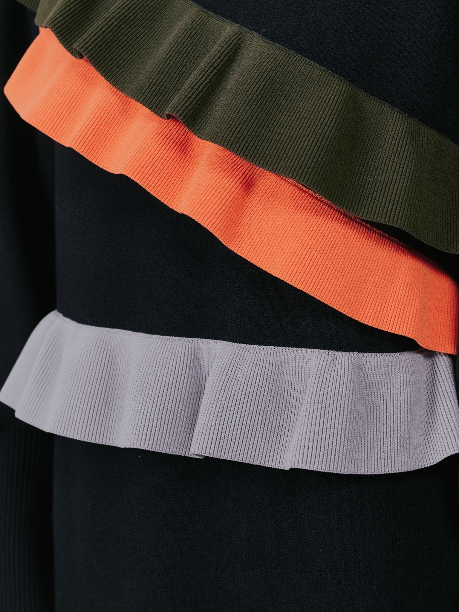 配色フリルティアードニットワンピース [601411] black