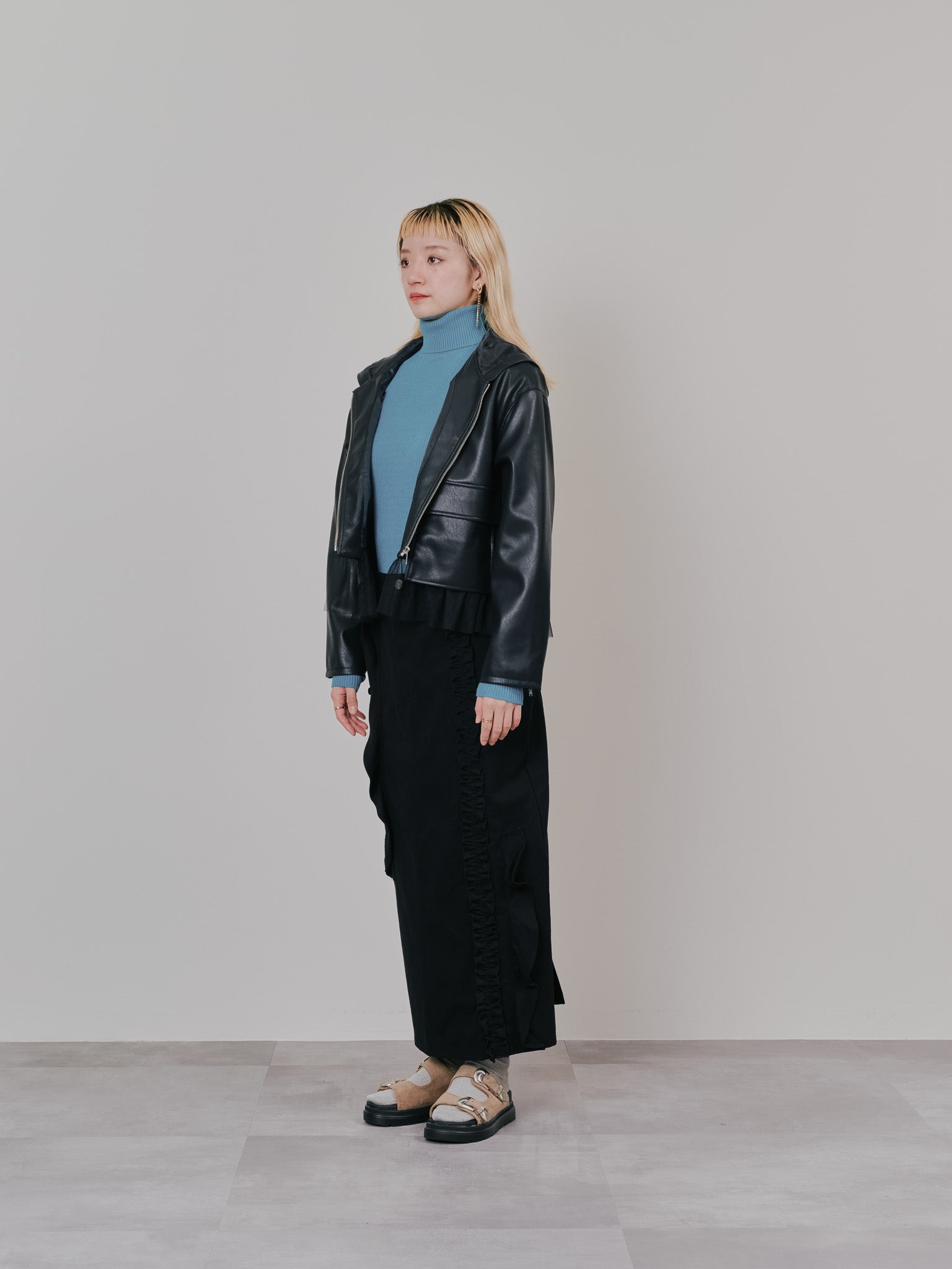 ヘムチュールフーディージャケット [601456] black