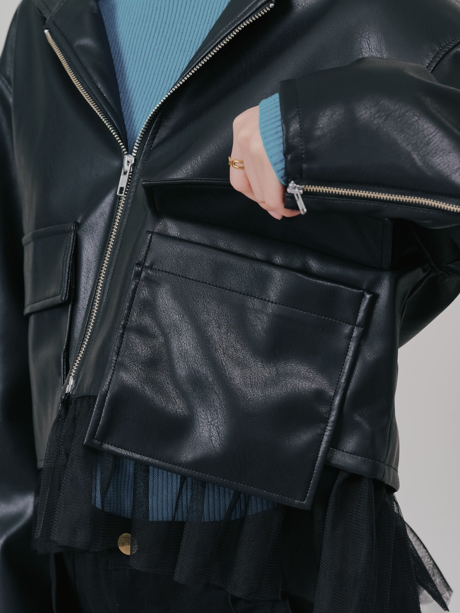 ヘムチュールフーディージャケット [601456] black