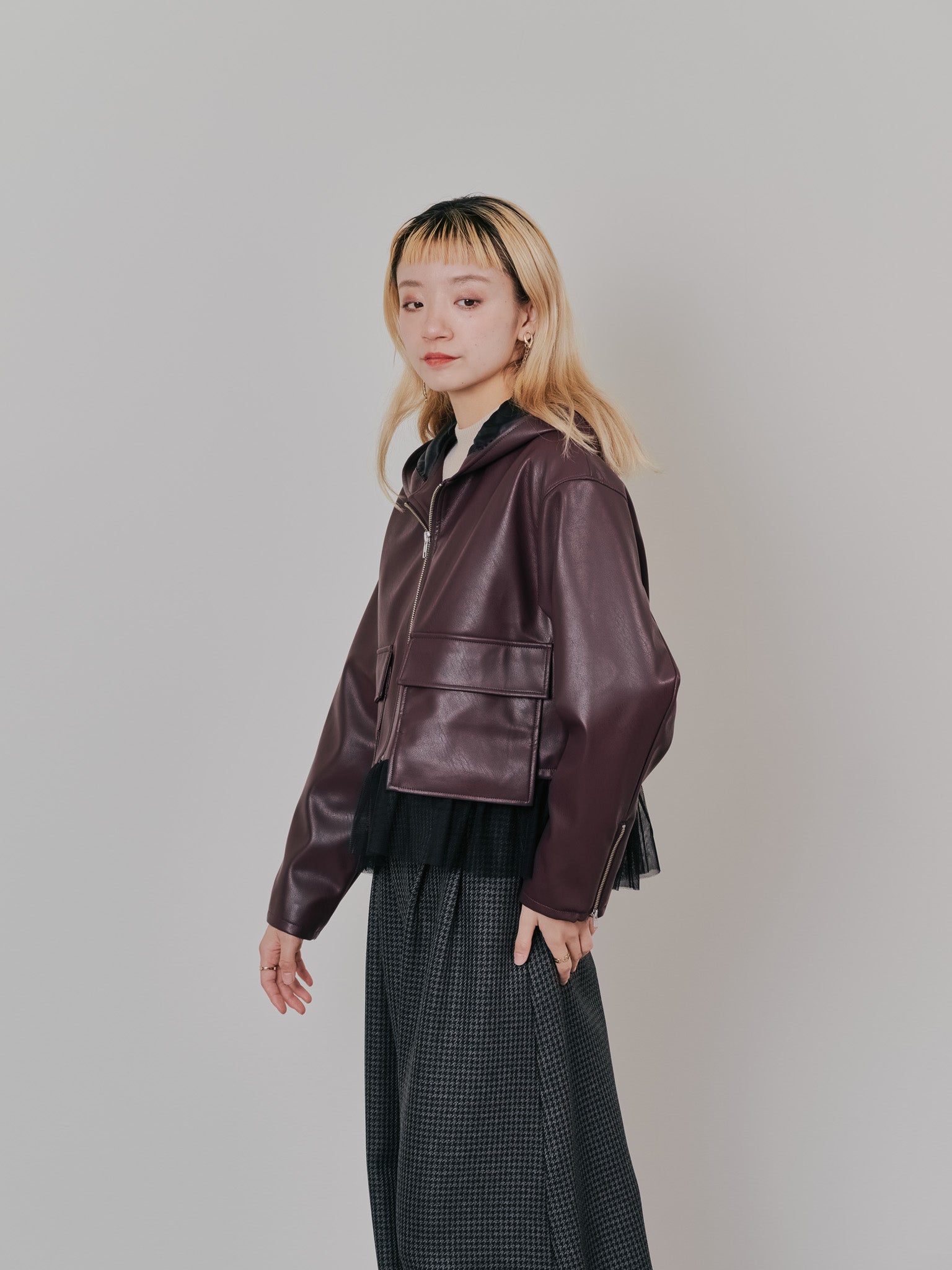 ヘムチュールフーディージャケット [601456] brown