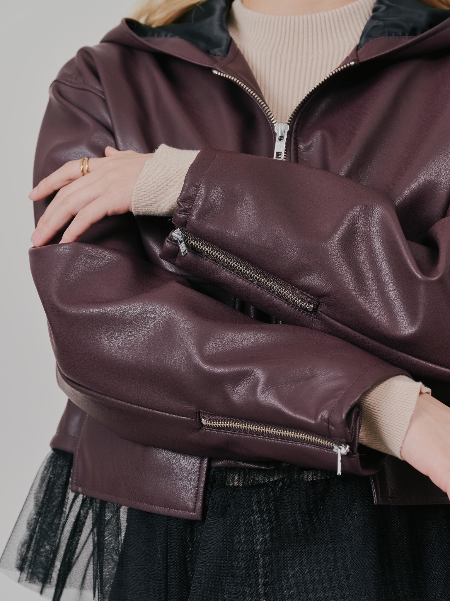 ヘムチュールフーディージャケット [601456] brown