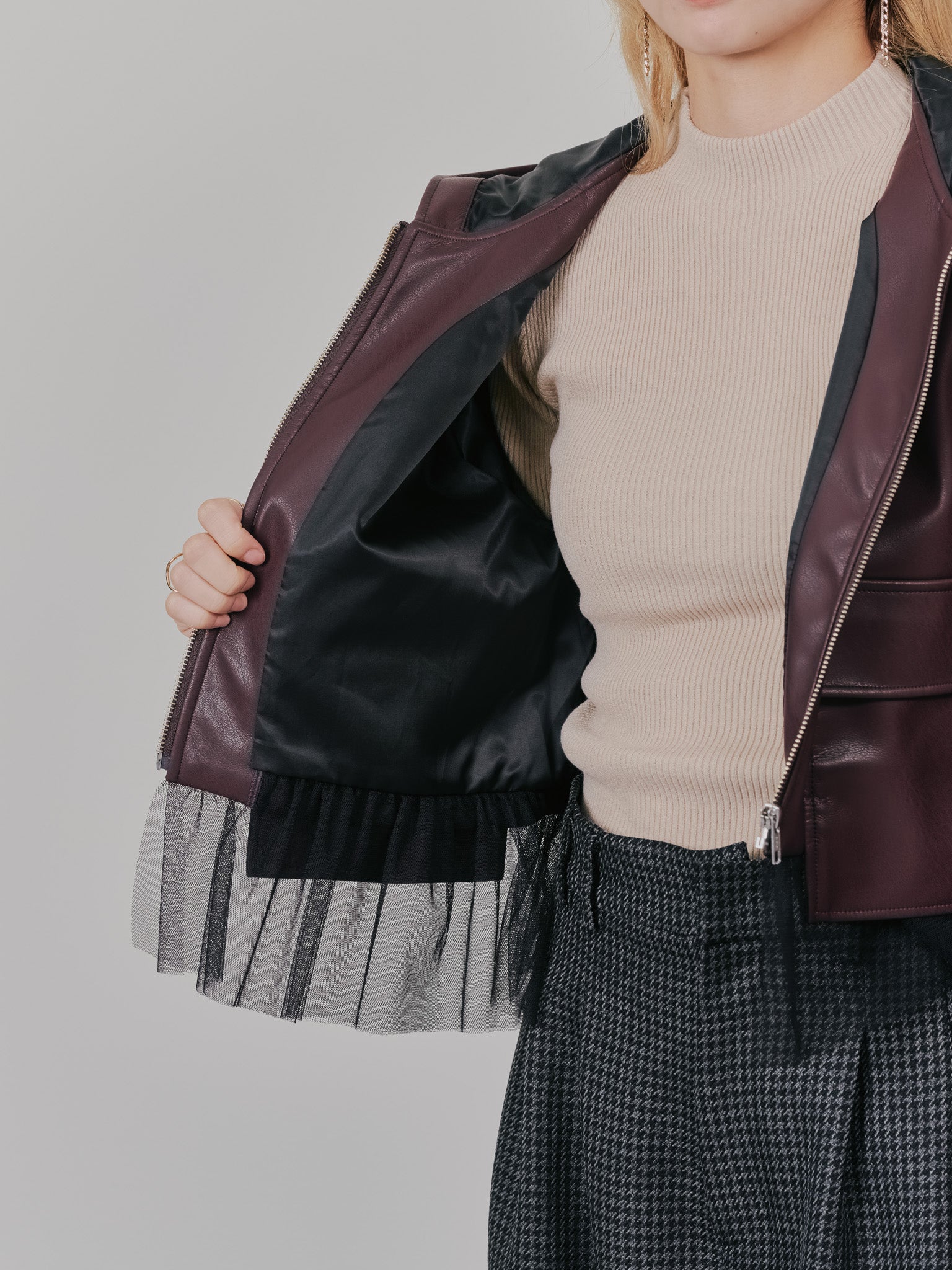 ヘムチュールフーディージャケット [601456] brown