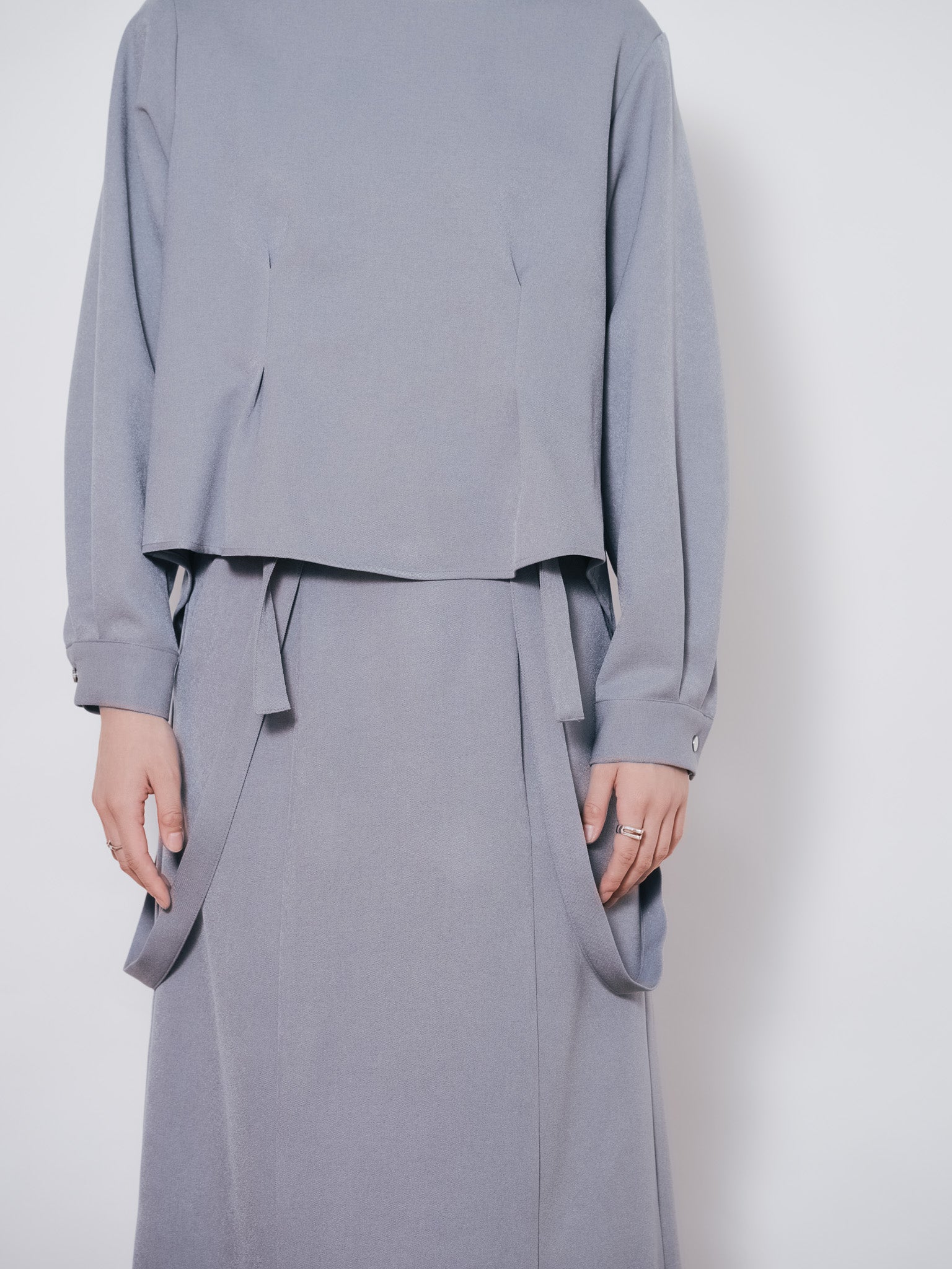 【SALE】ウエストタックウールライクツイルトップス [608327] grey