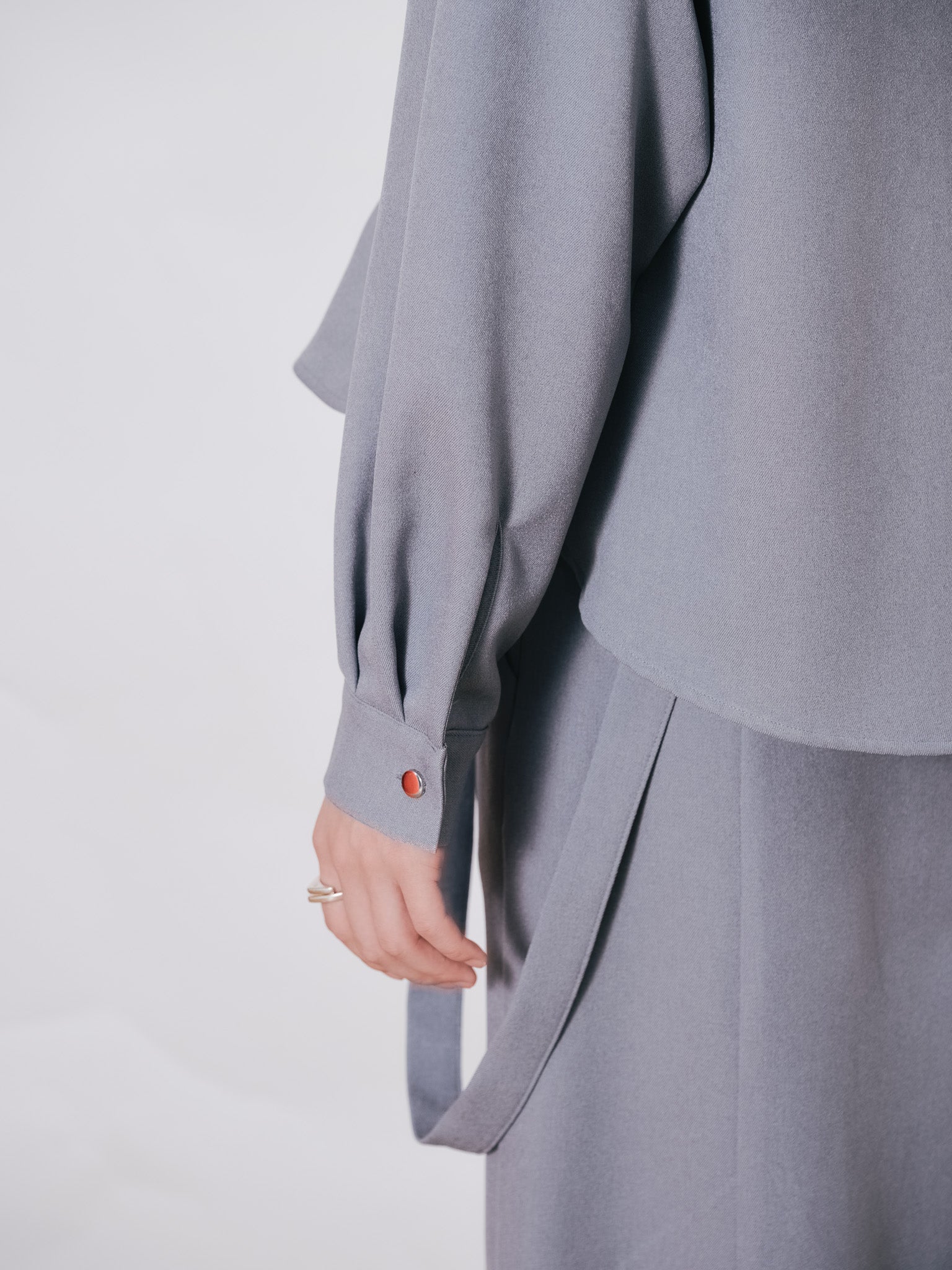 【SALE】ウエストタックウールライクツイルトップス [608327] grey