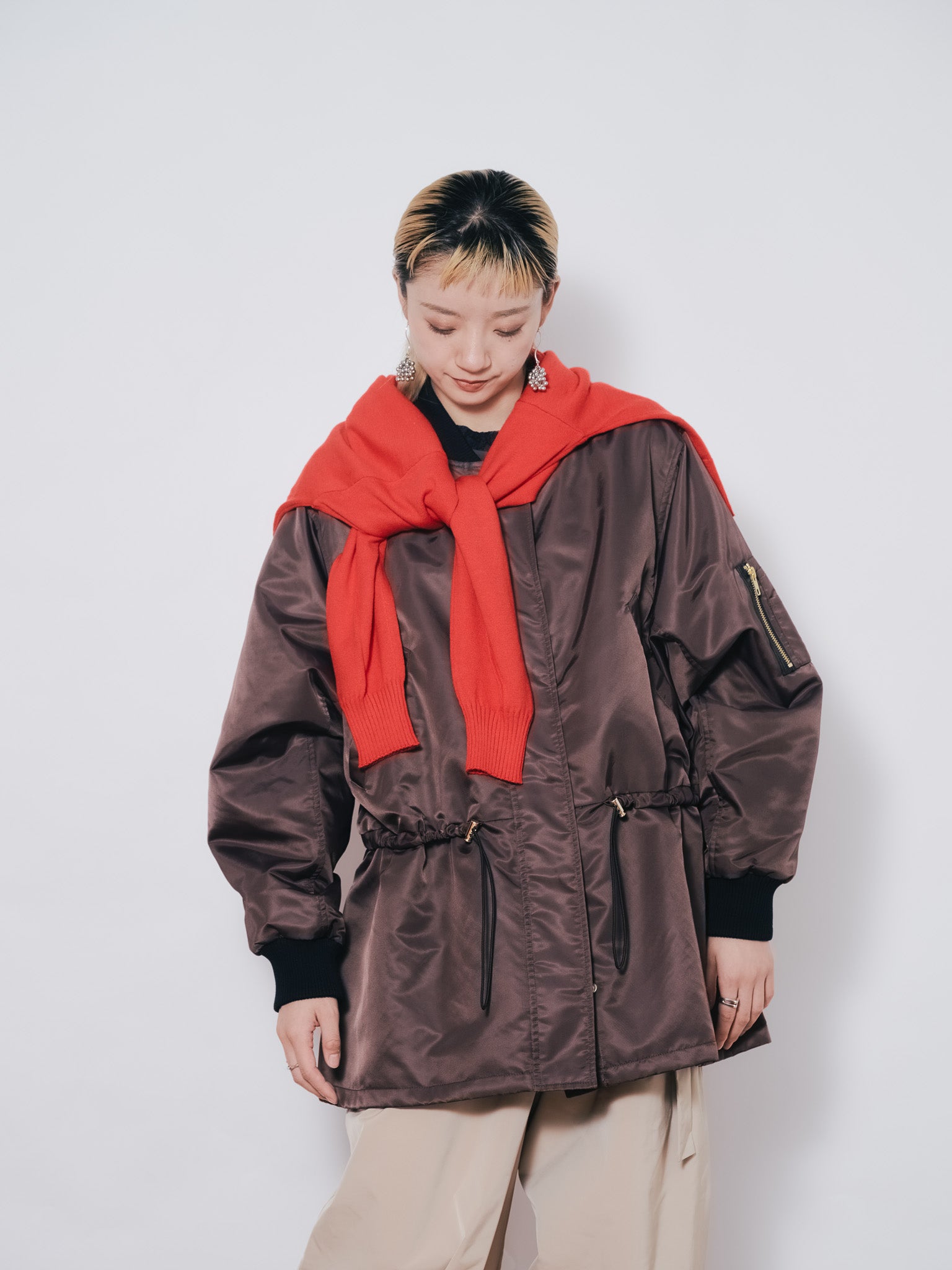 中綿ドルマンＭＡ-1 ブルゾン [601457] brown