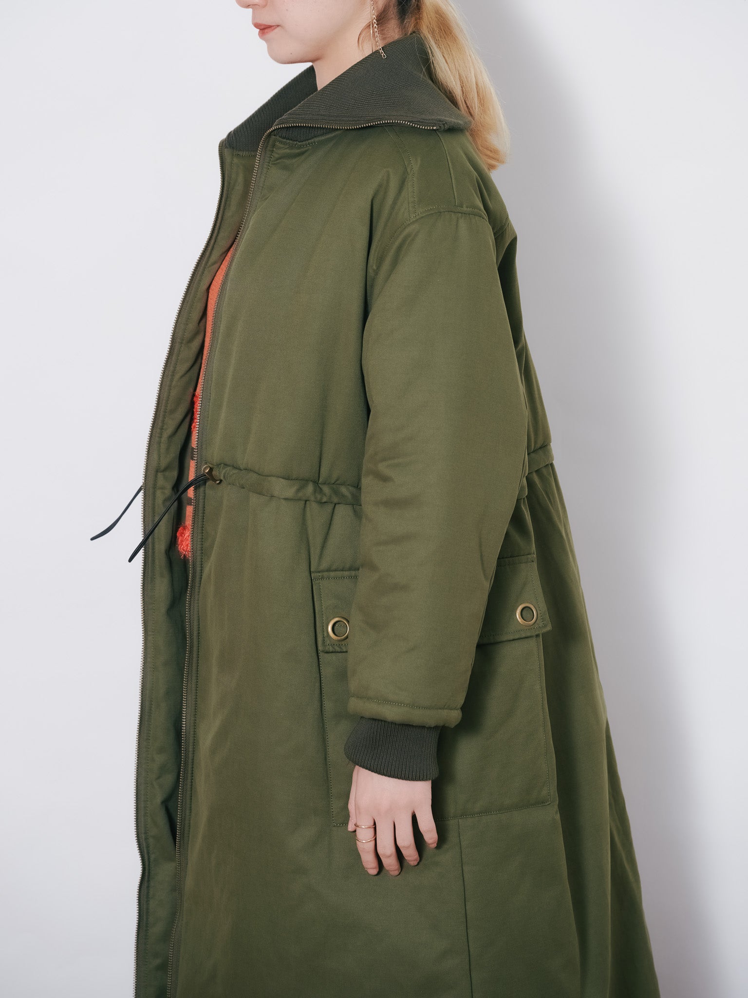 2WAYリブカラーモッズコート [601423] khaki