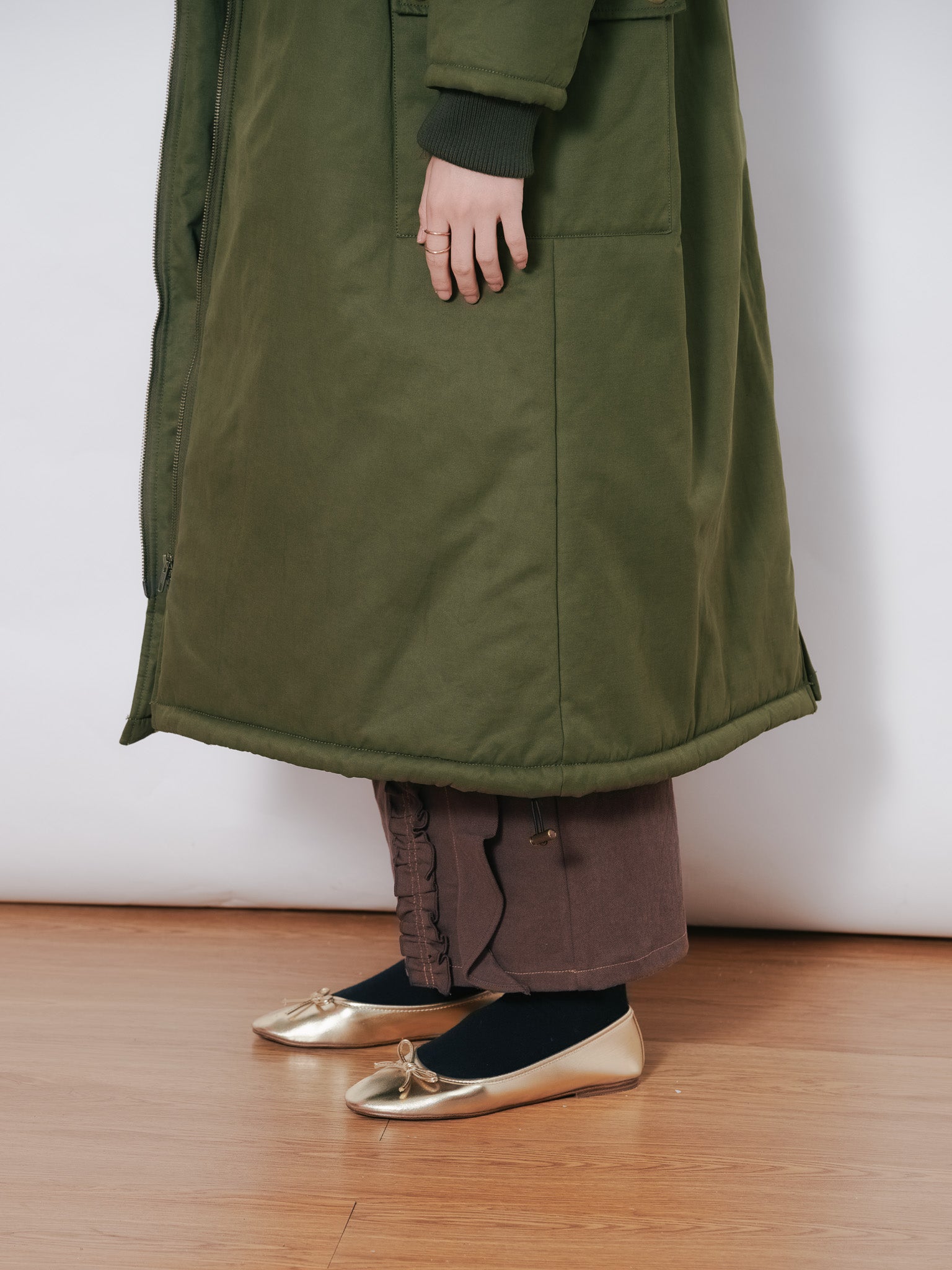 2WAYリブカラーモッズコート [601423] khaki