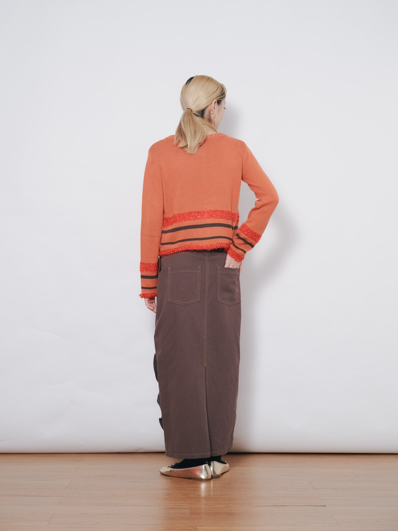 【SALE】ミックスフリルカツラギタイトスカート [601358] brown