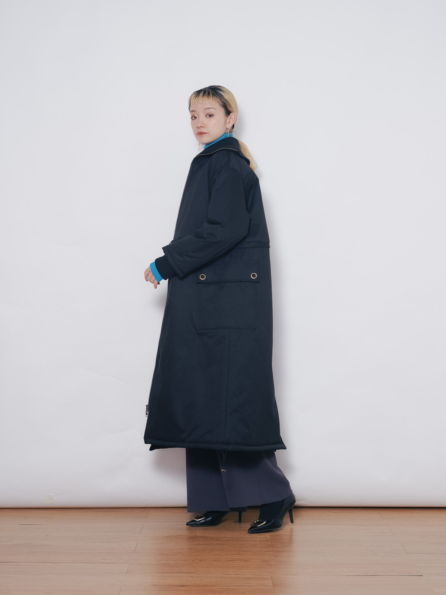 2WAYリブカラーモッズコート [601423] black