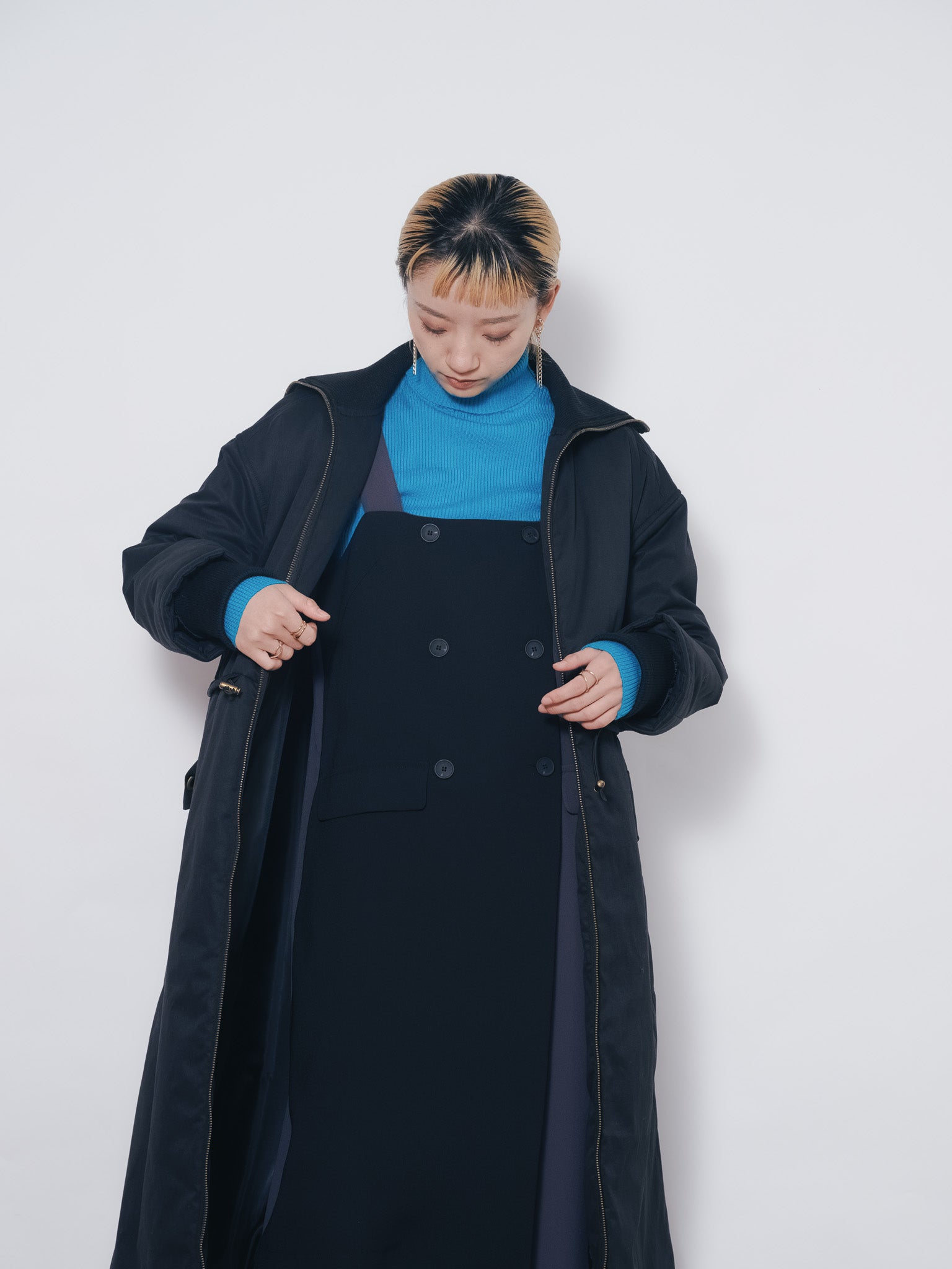 2WAYリブカラーモッズコート [601423] black