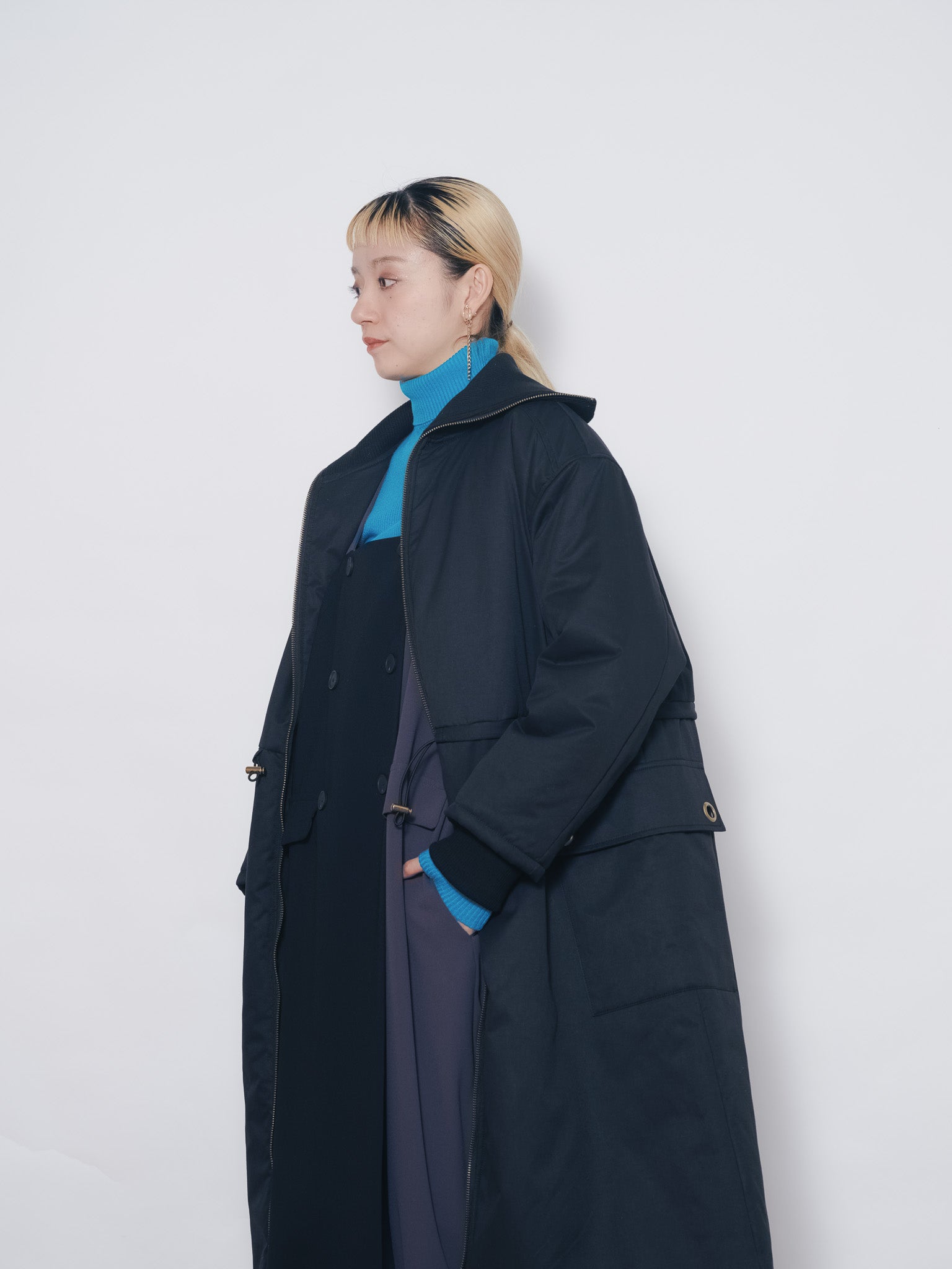 2WAYリブカラーモッズコート [601423] black