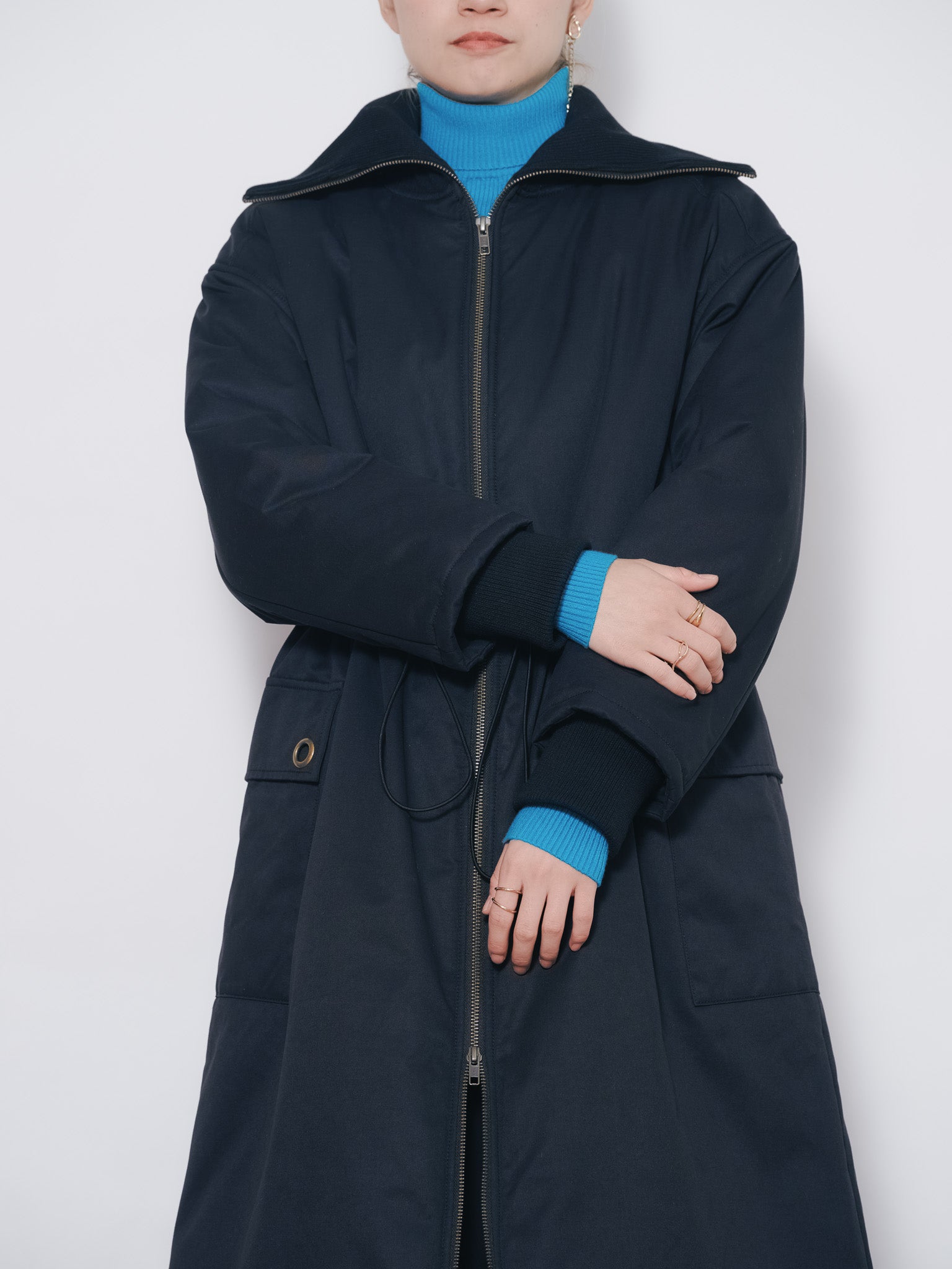 2WAYリブカラーモッズコート [601423] black