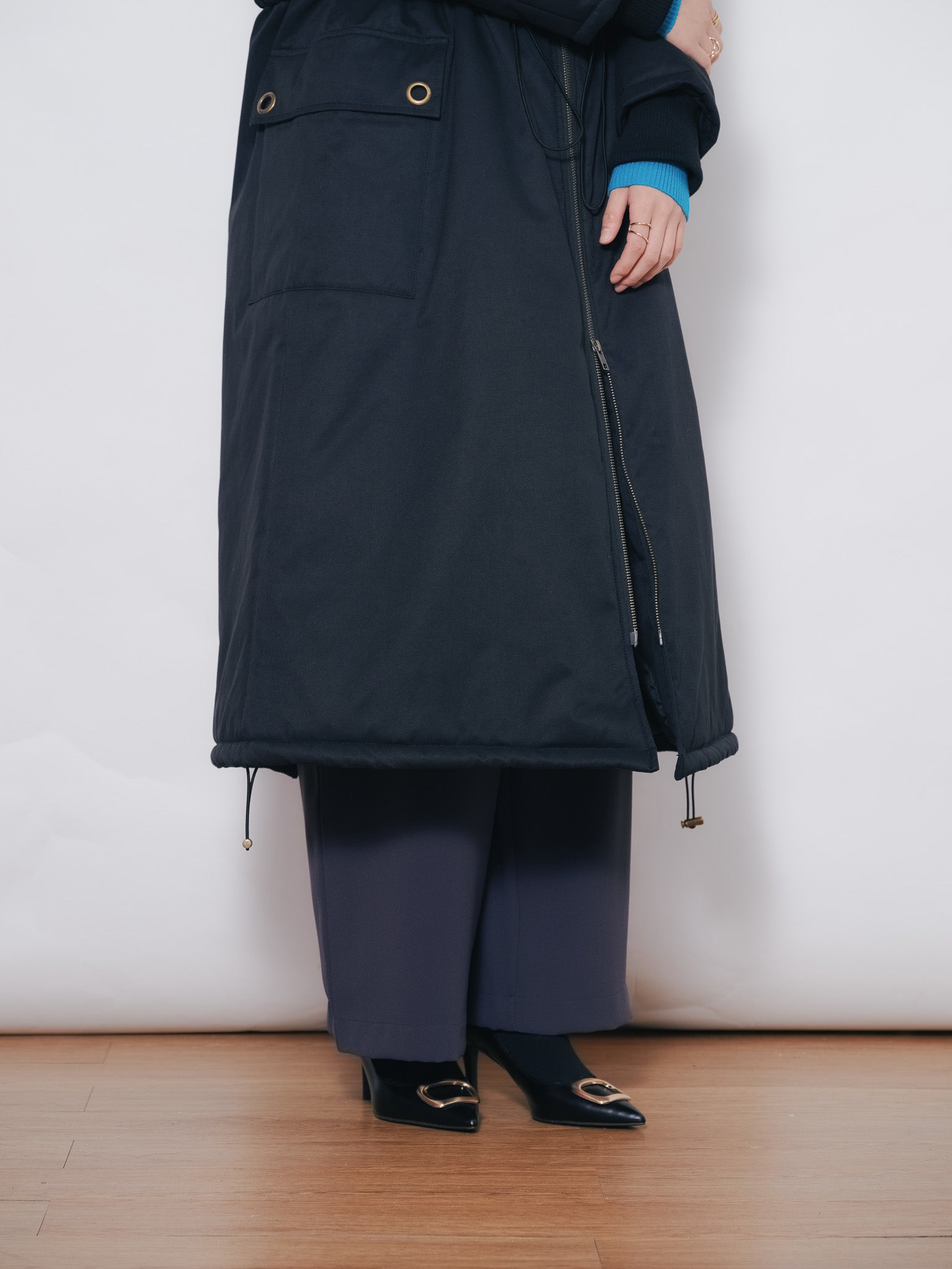 2WAYリブカラーモッズコート [601423] black