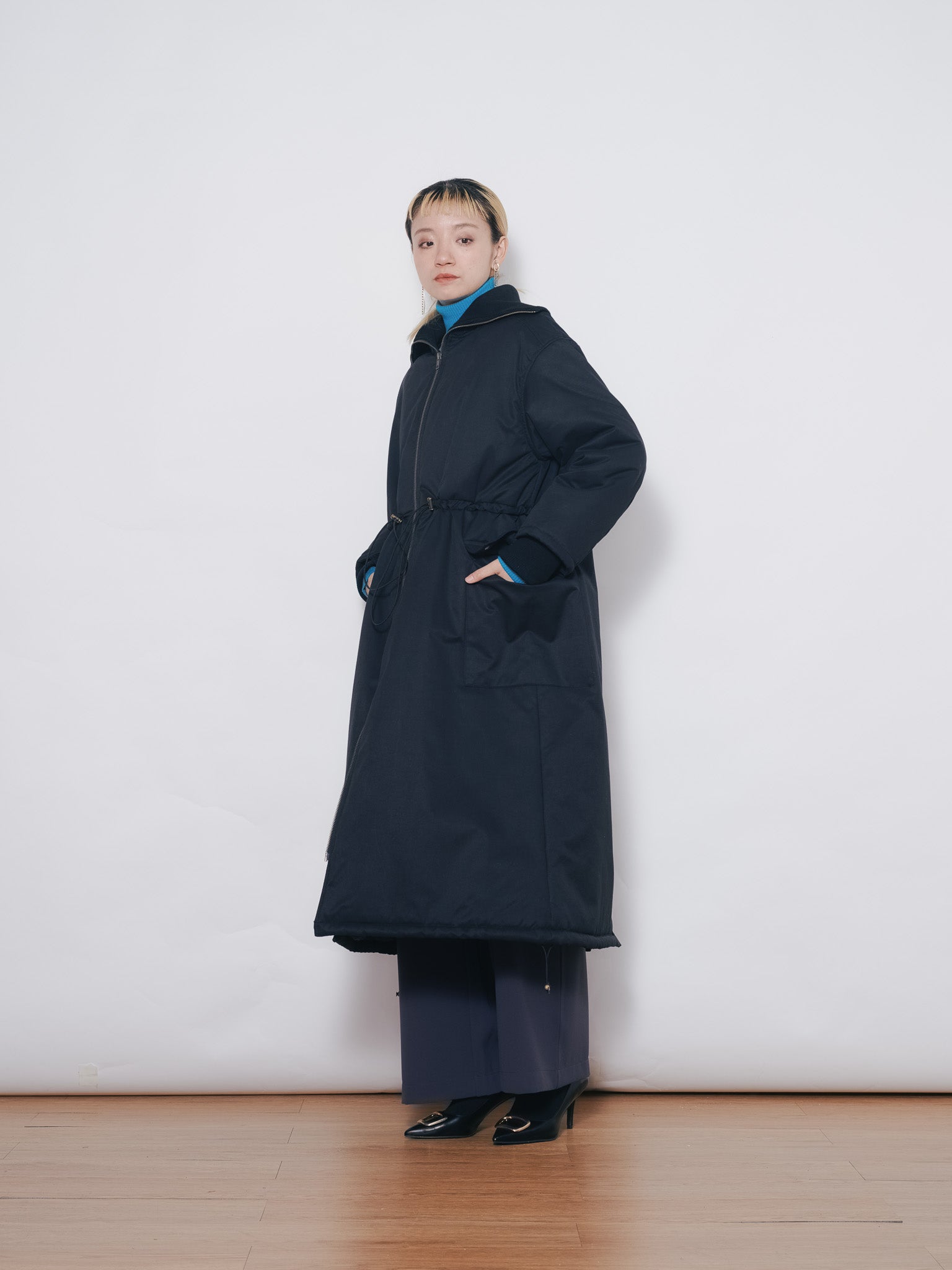 2WAYリブカラーモッズコート [601423] black