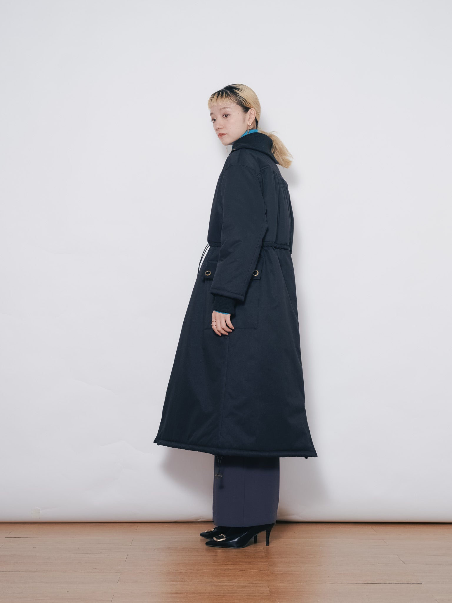 2WAYリブカラーモッズコート [601423] black