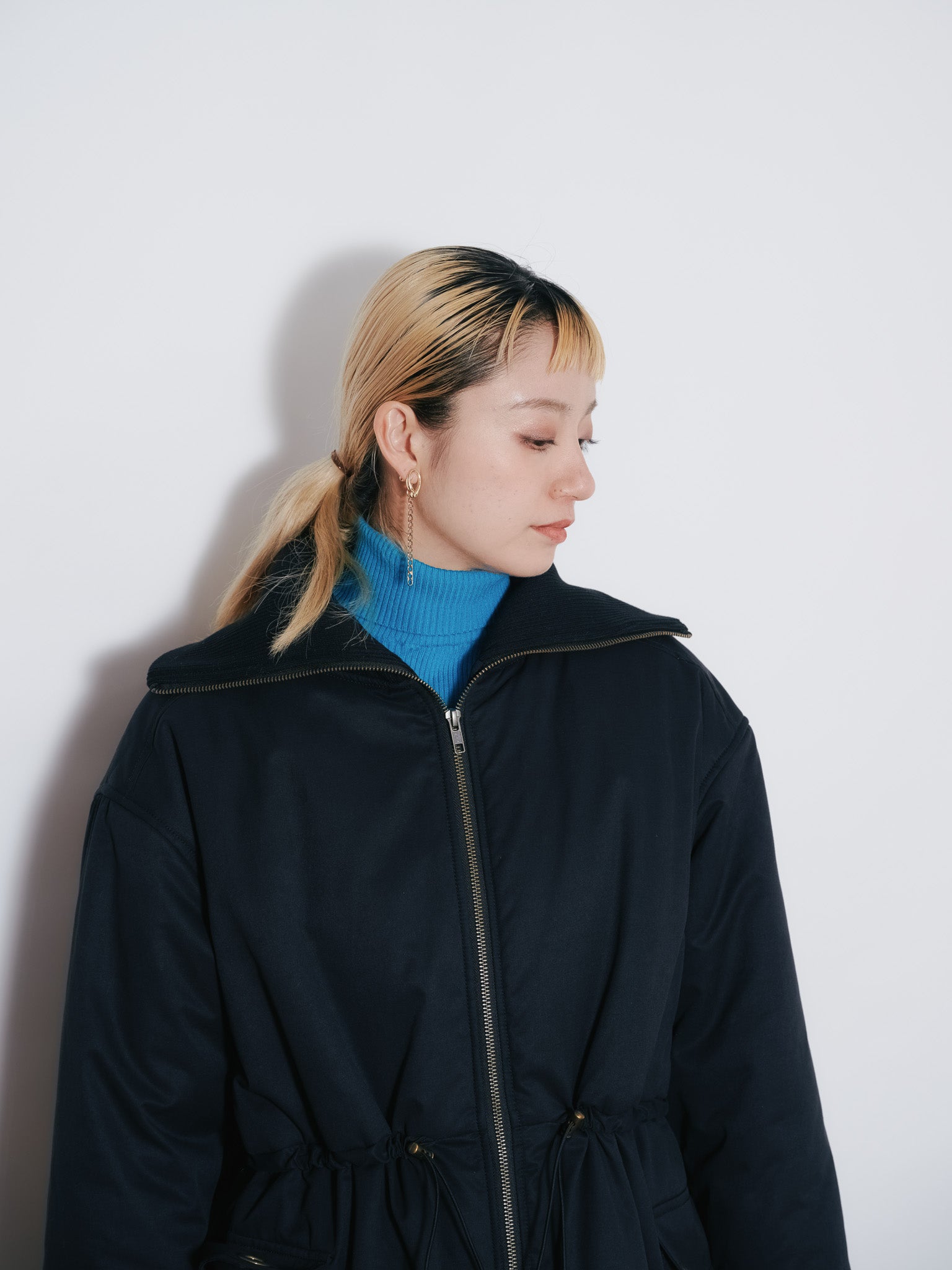 2WAYリブカラーモッズコート [601423] black