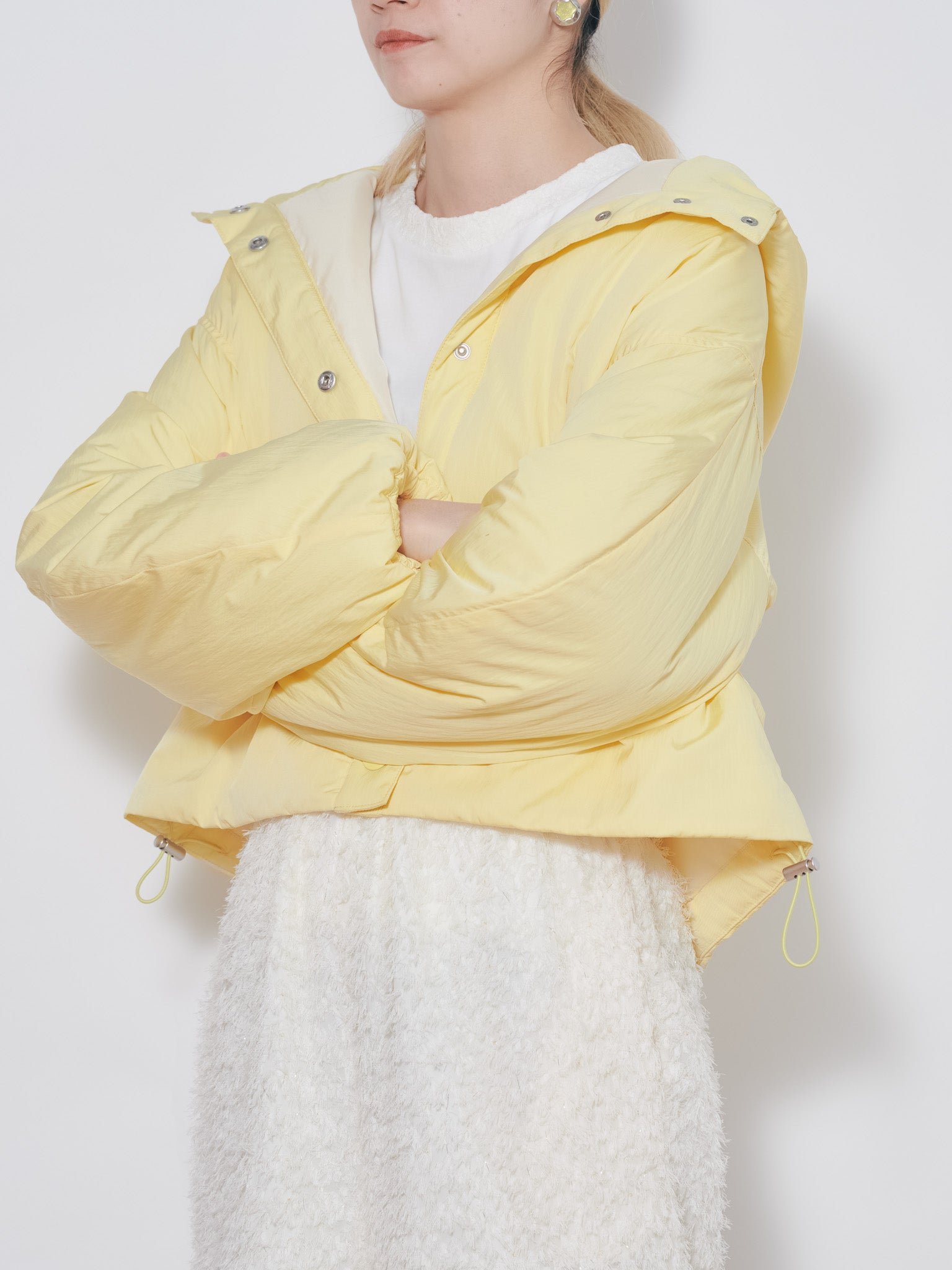 ショート丈ボリューム中綿ジャケット [601421] yellow