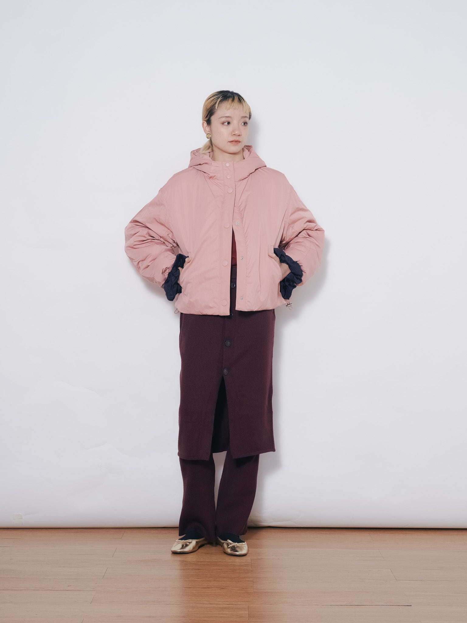 【-PRE SALE- 12/15 18:00まで!!】スカートレイヤードニットパンツ [601415] wine