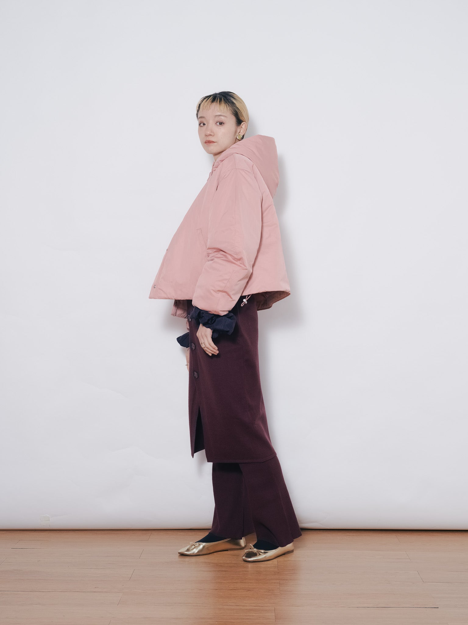 【SALE】スカートレイヤードニットパンツ [601415] wine