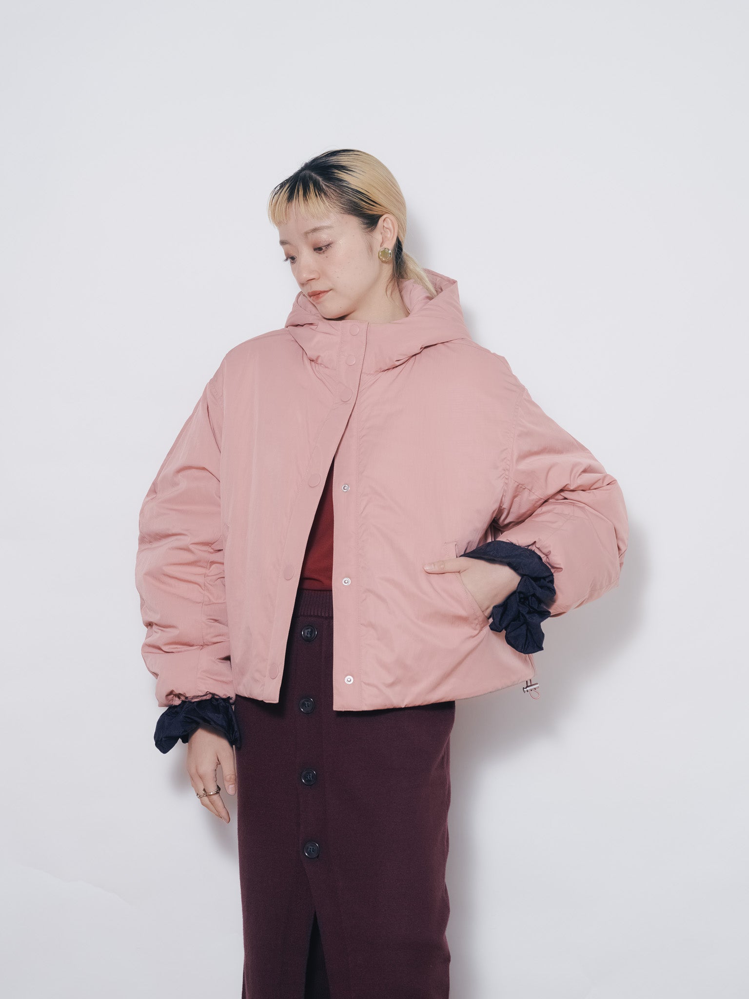 【SALE】ショート丈ボリューム中綿ジャケット [601421] pink