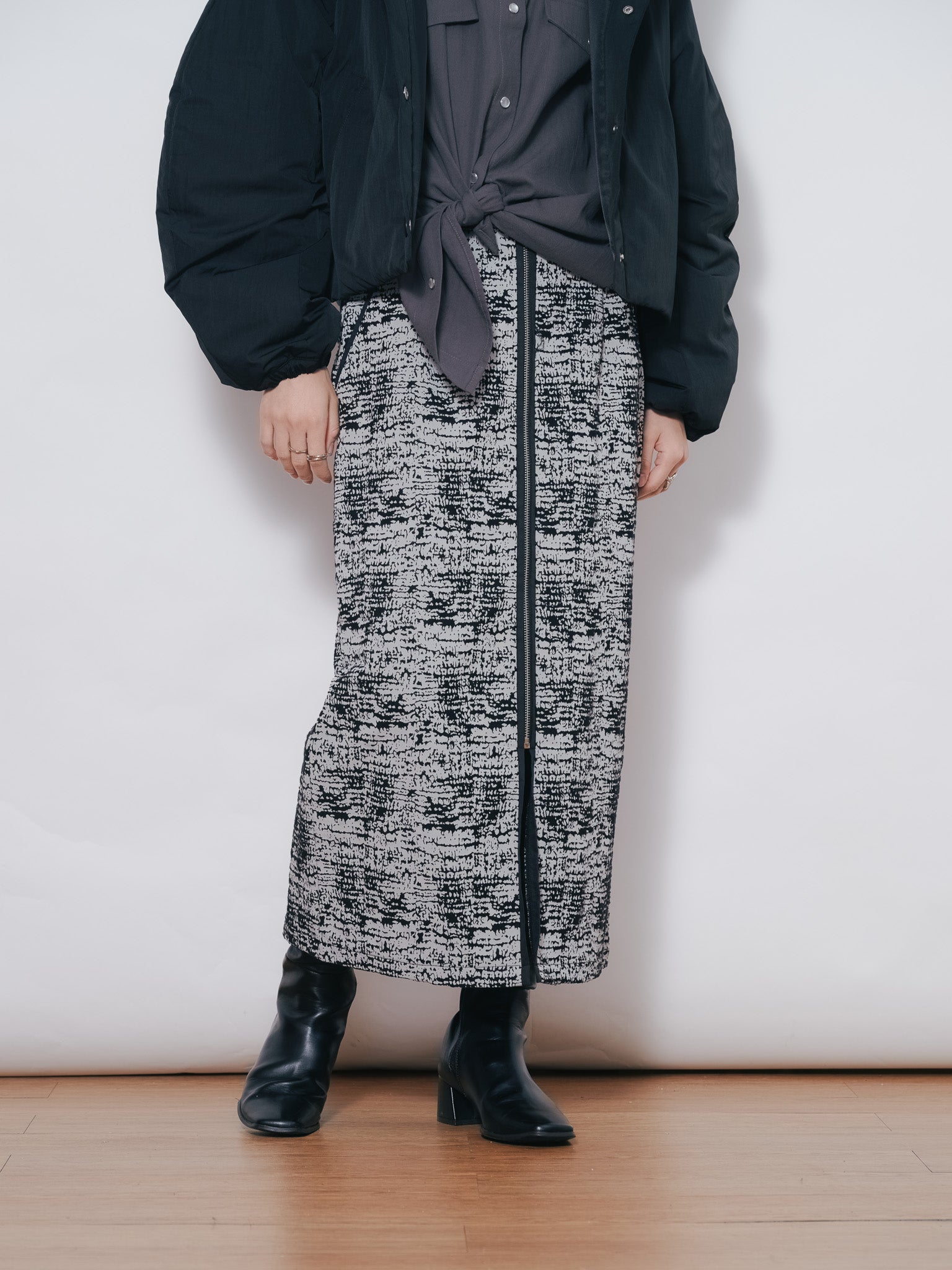 【SALE】ショート丈ボリューム中綿ジャケット [601421] black