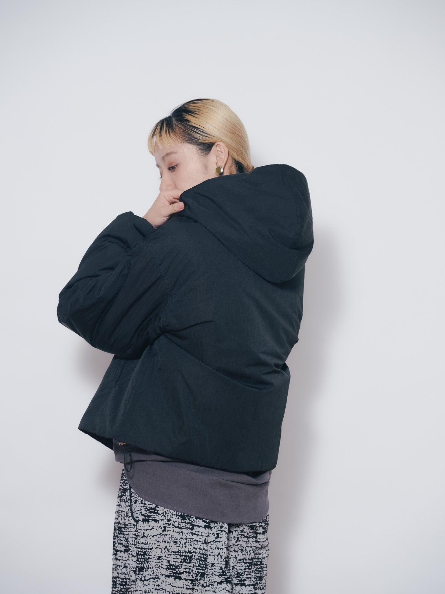 【SALE】ショート丈ボリューム中綿ジャケット [601421] black