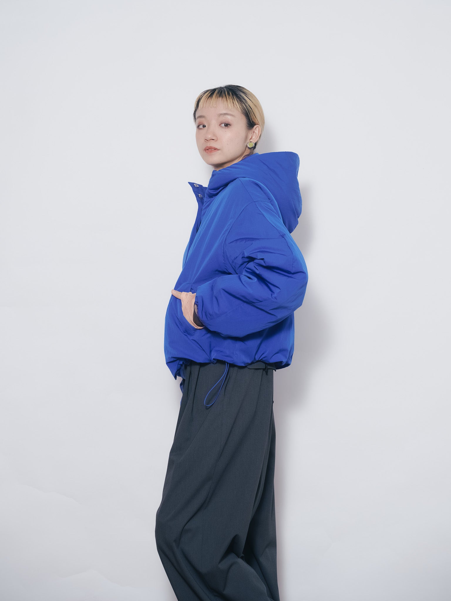 ショート丈ボリューム中綿ジャケット [601421] blue