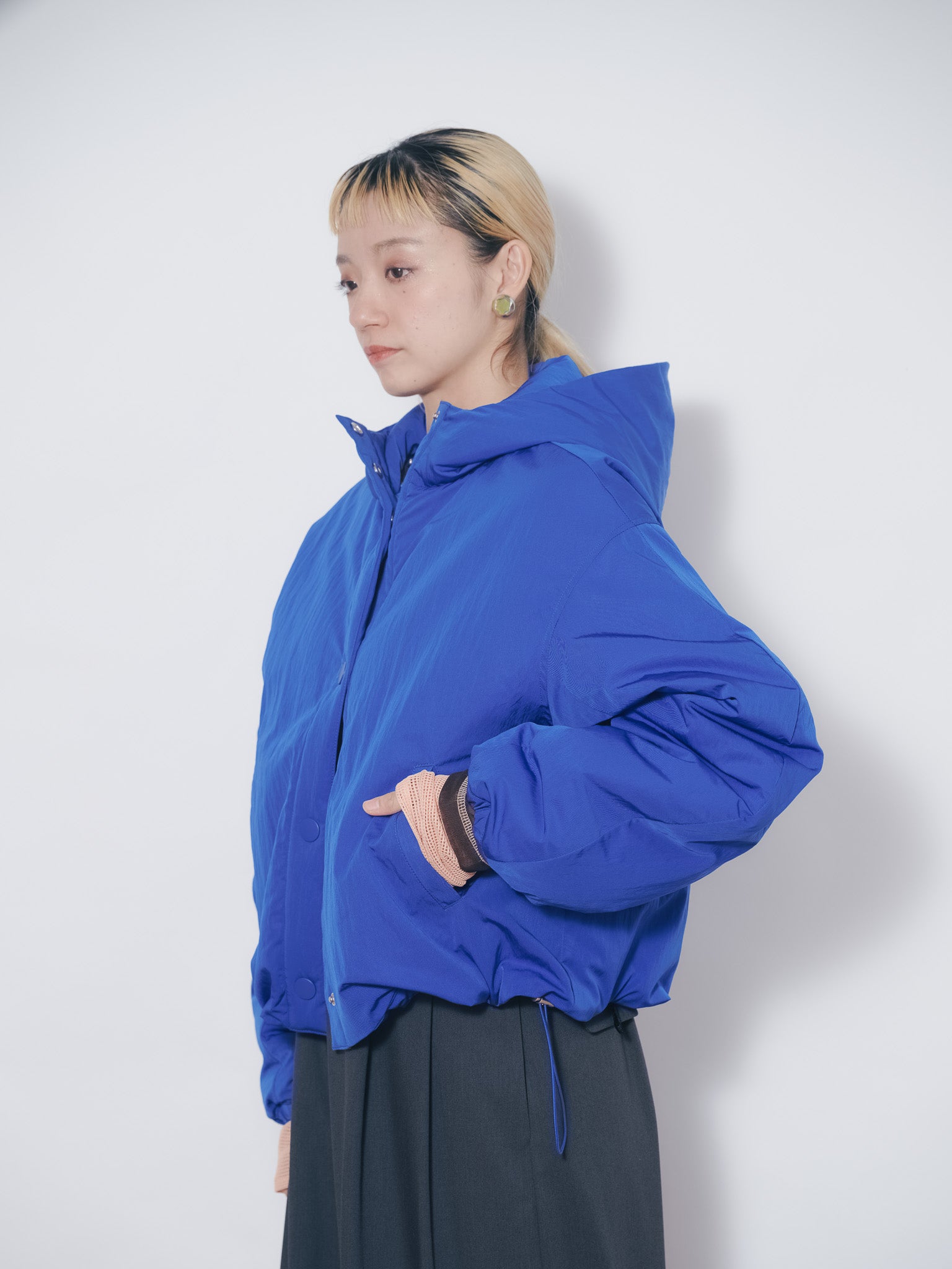 ショート丈ボリューム中綿ジャケット [601421] blue