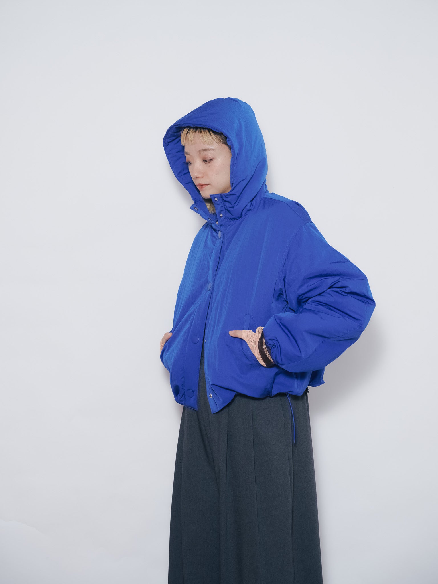 ショート丈ボリューム中綿ジャケット [601421] blue