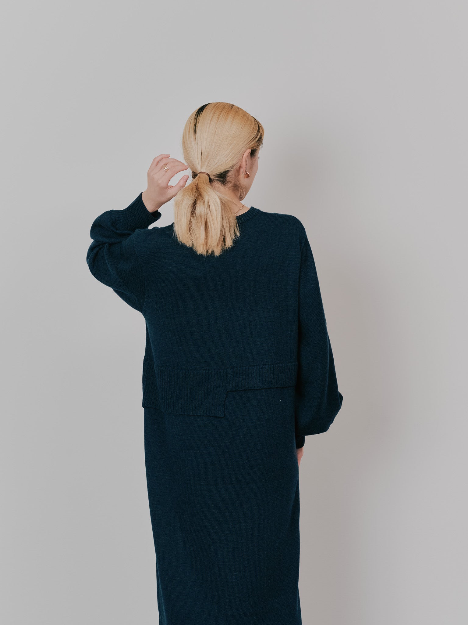 レイヤードライクニットワンピース [605542] moss green