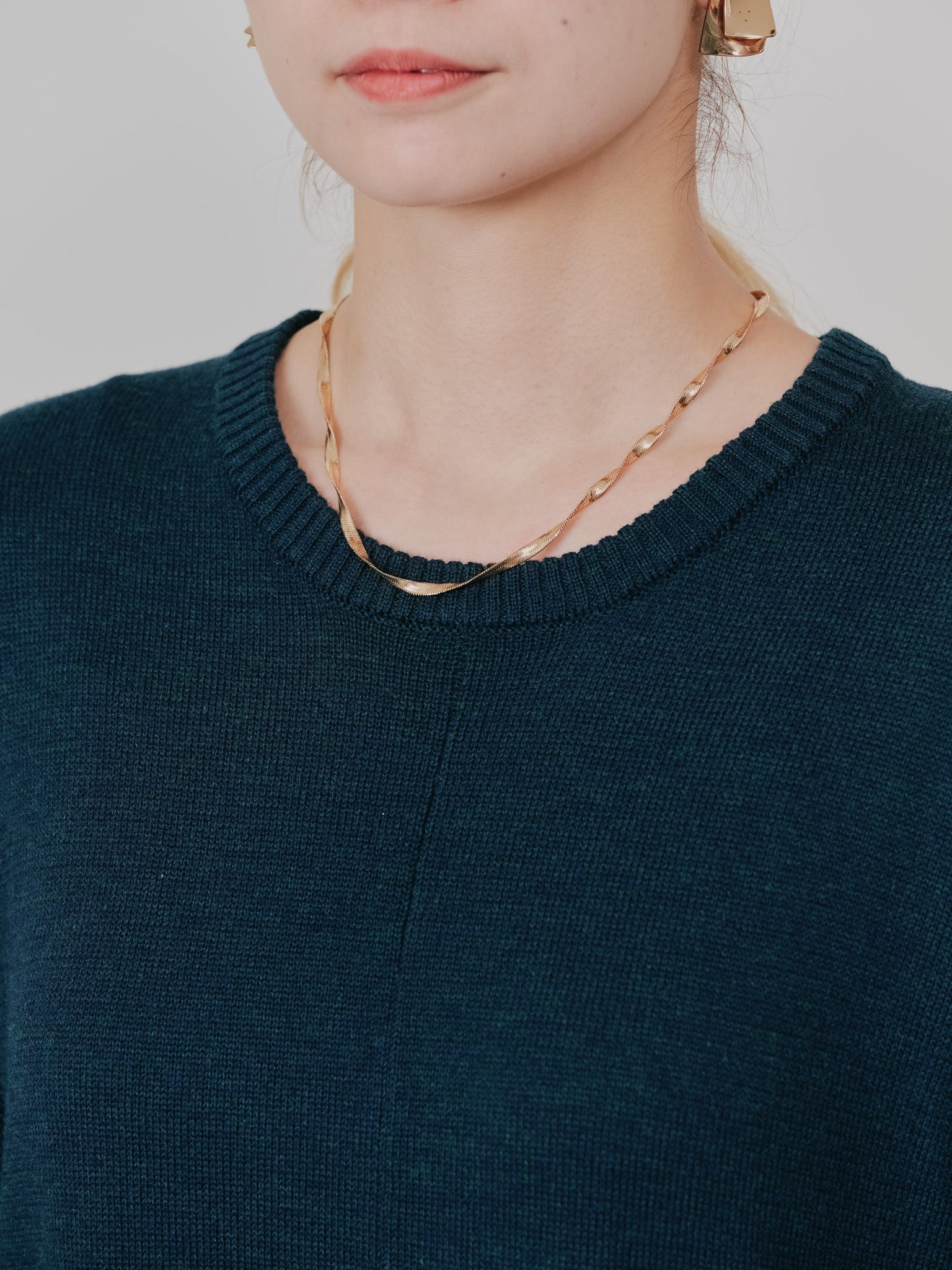 レイヤードライクニットワンピース [605542] moss green