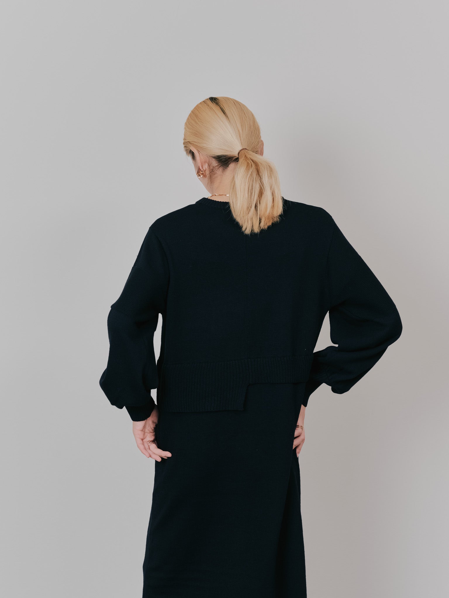 レイヤードライクニットワンピース [605542] black