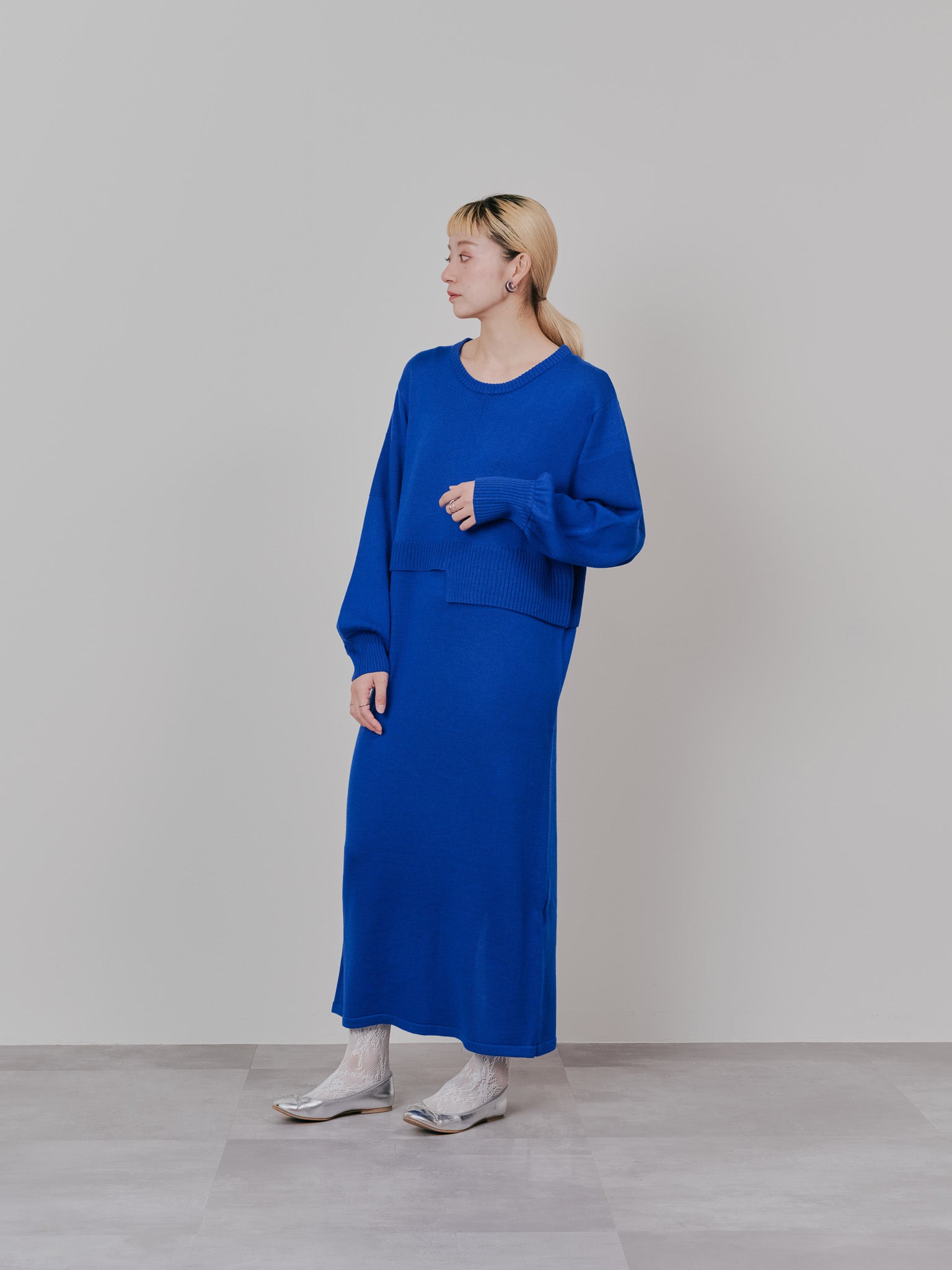 レイヤードライクニットワンピース [605542] royal