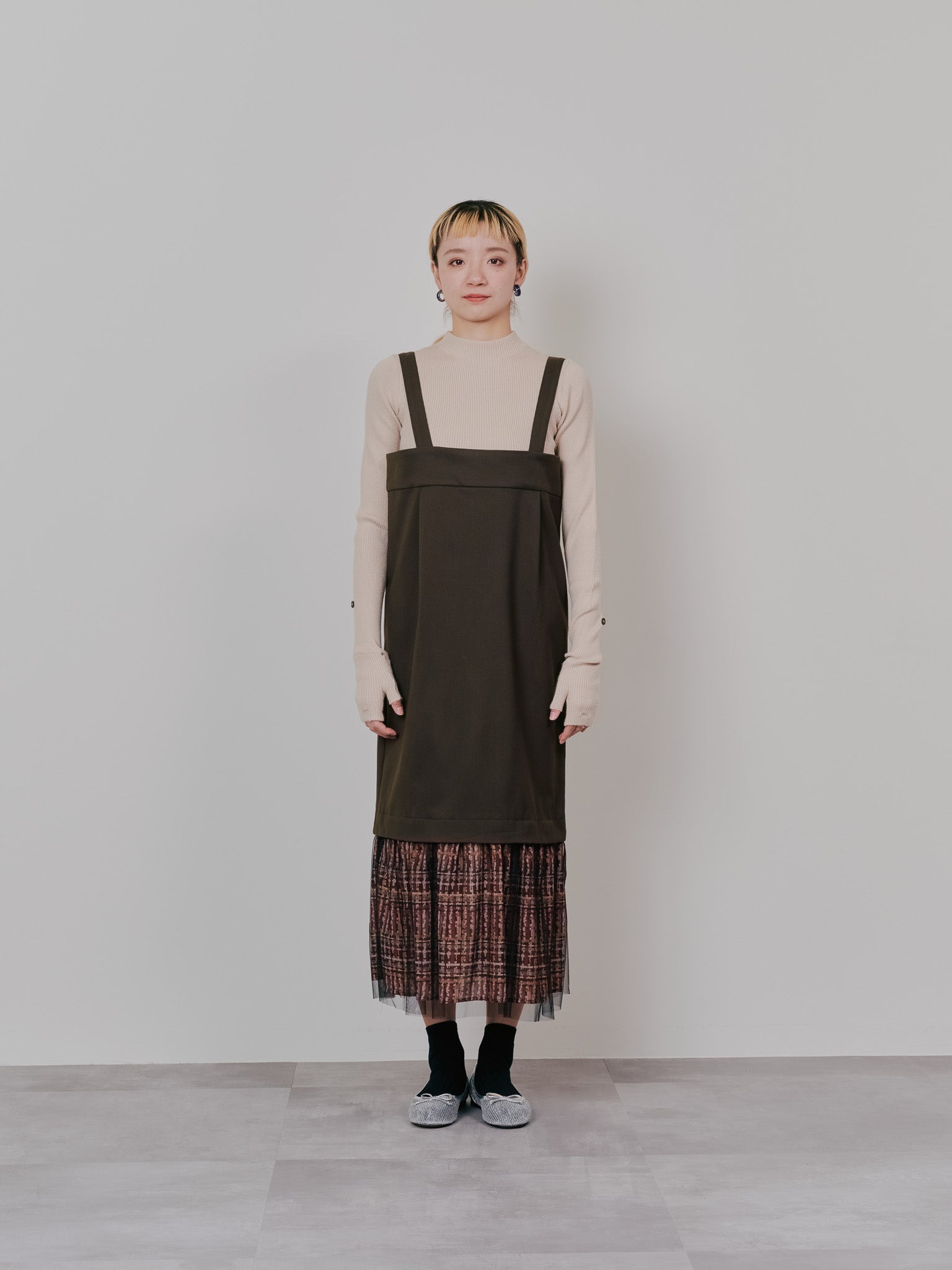 リブボトルネックニットトップス [601447] light beige