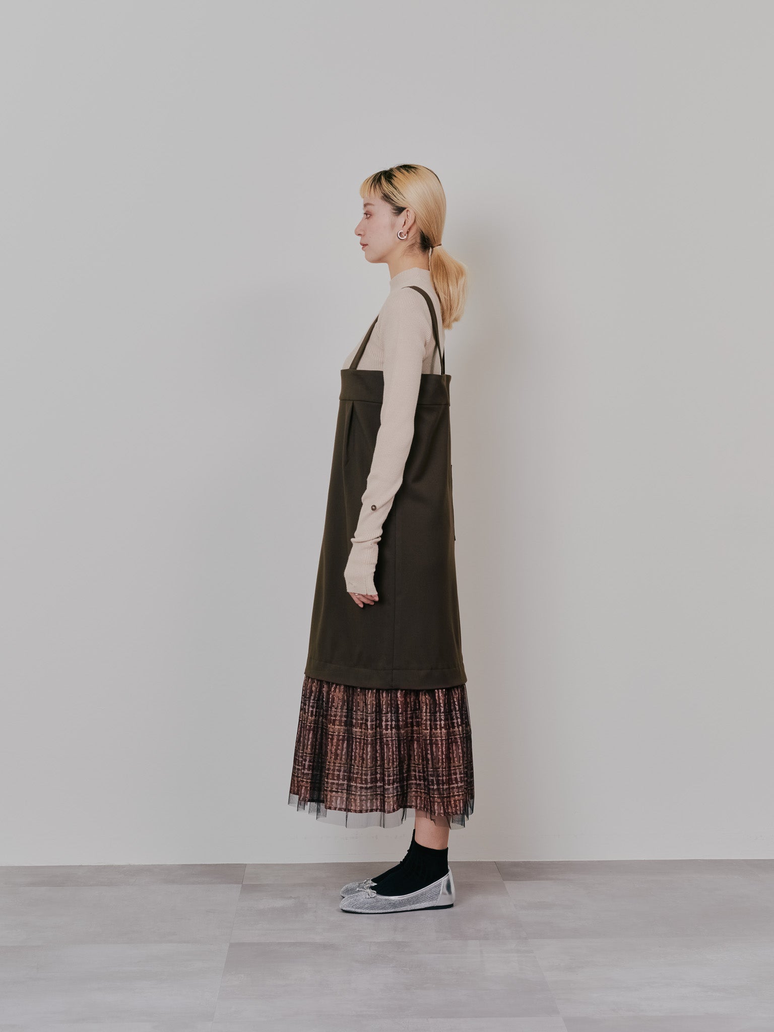 リブボトルネックニットトップス [601447] light beige