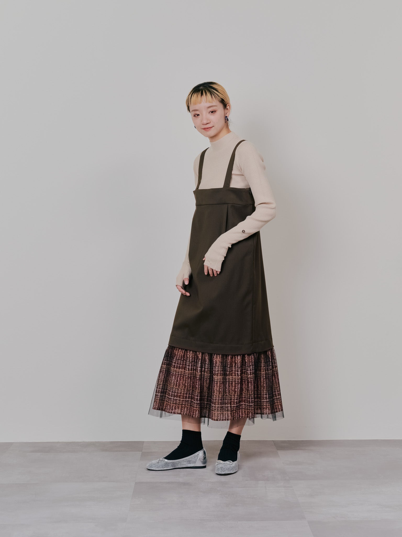 リブボトルネックニットトップス [601447] light beige