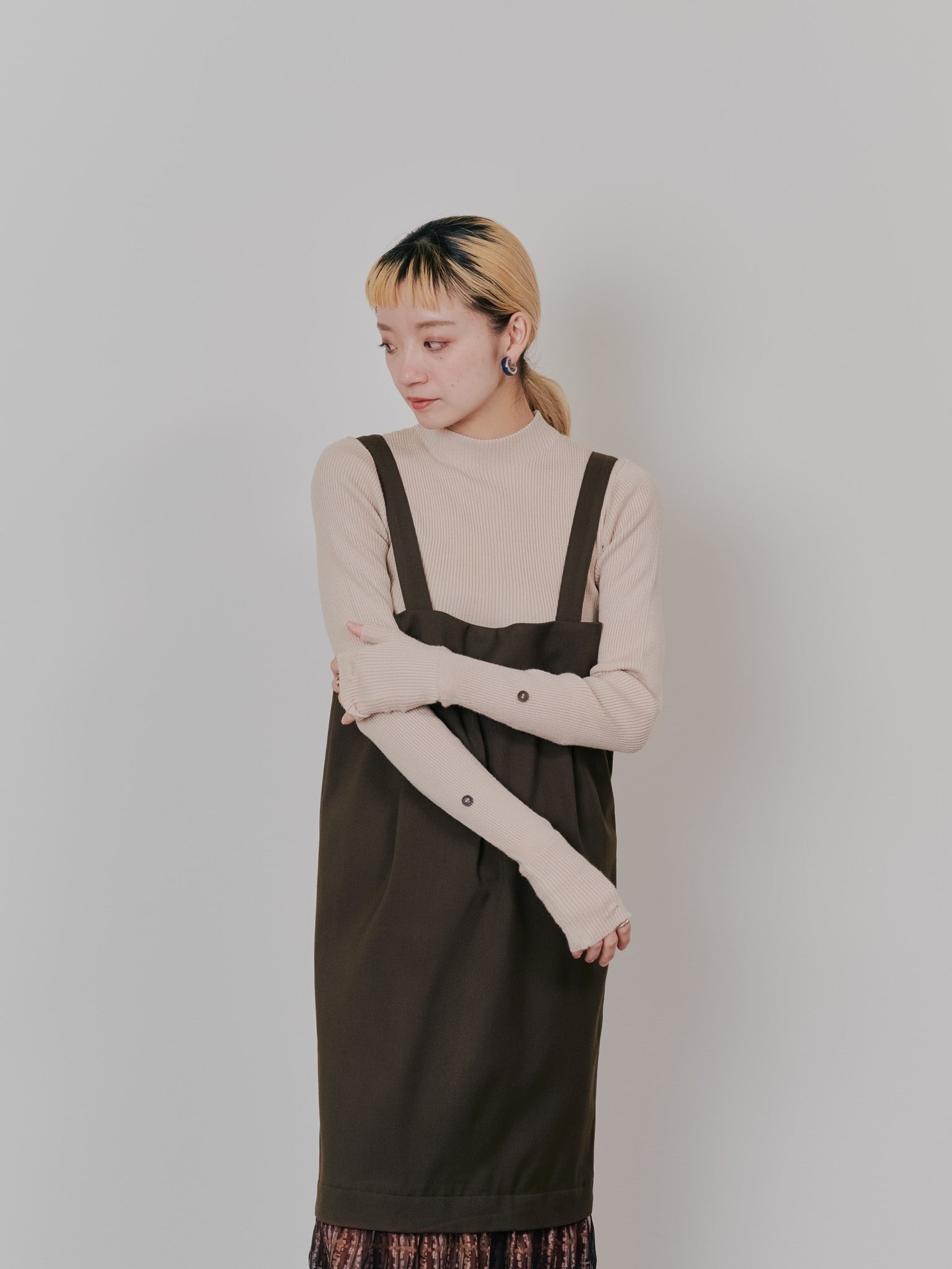 リブボトルネックニットトップス [601447] light beige