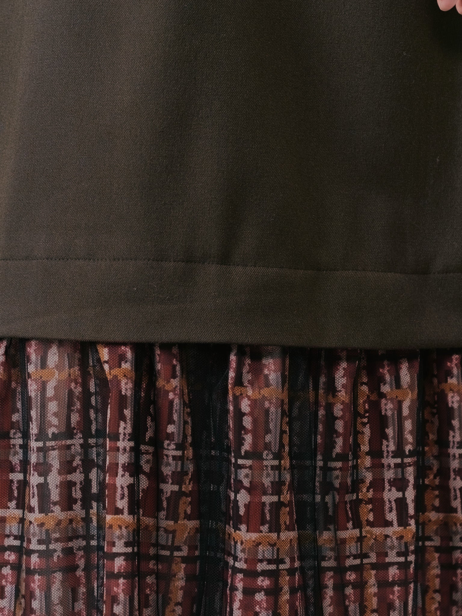 【-PRE SALE- 12/15 18:00まで!!】ヘムチェックサスペンダー付スカート [603341] brown