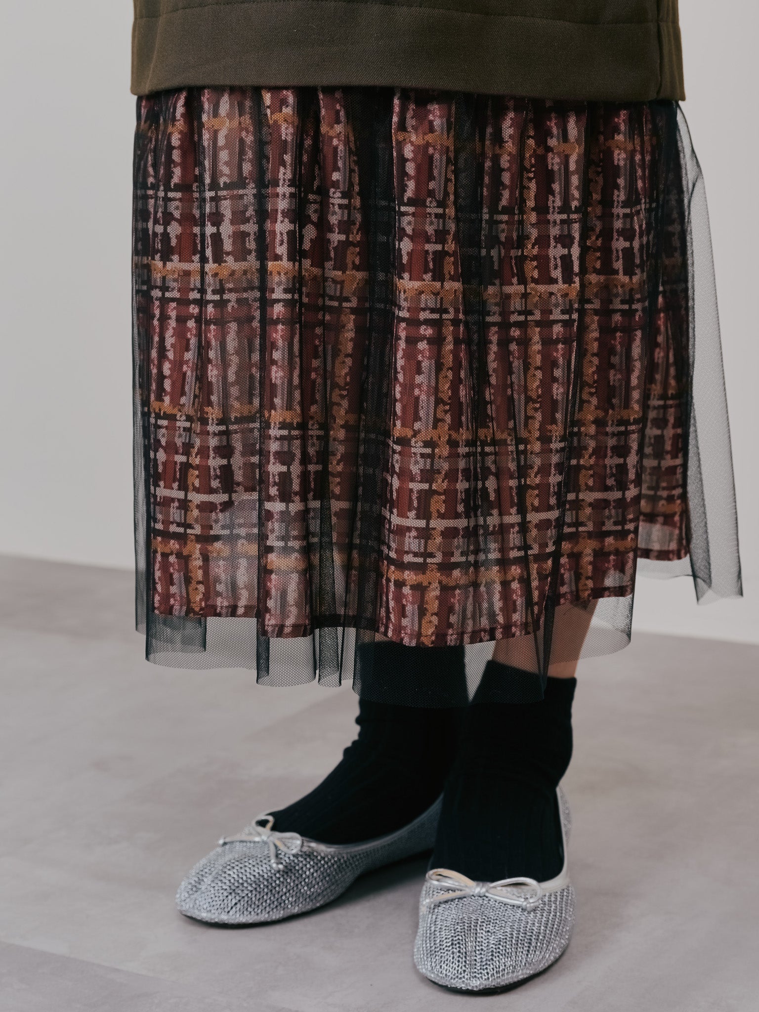 【-PRE SALE- 12/15 18:00まで!!】ヘムチェックサスペンダー付スカート [603341] brown