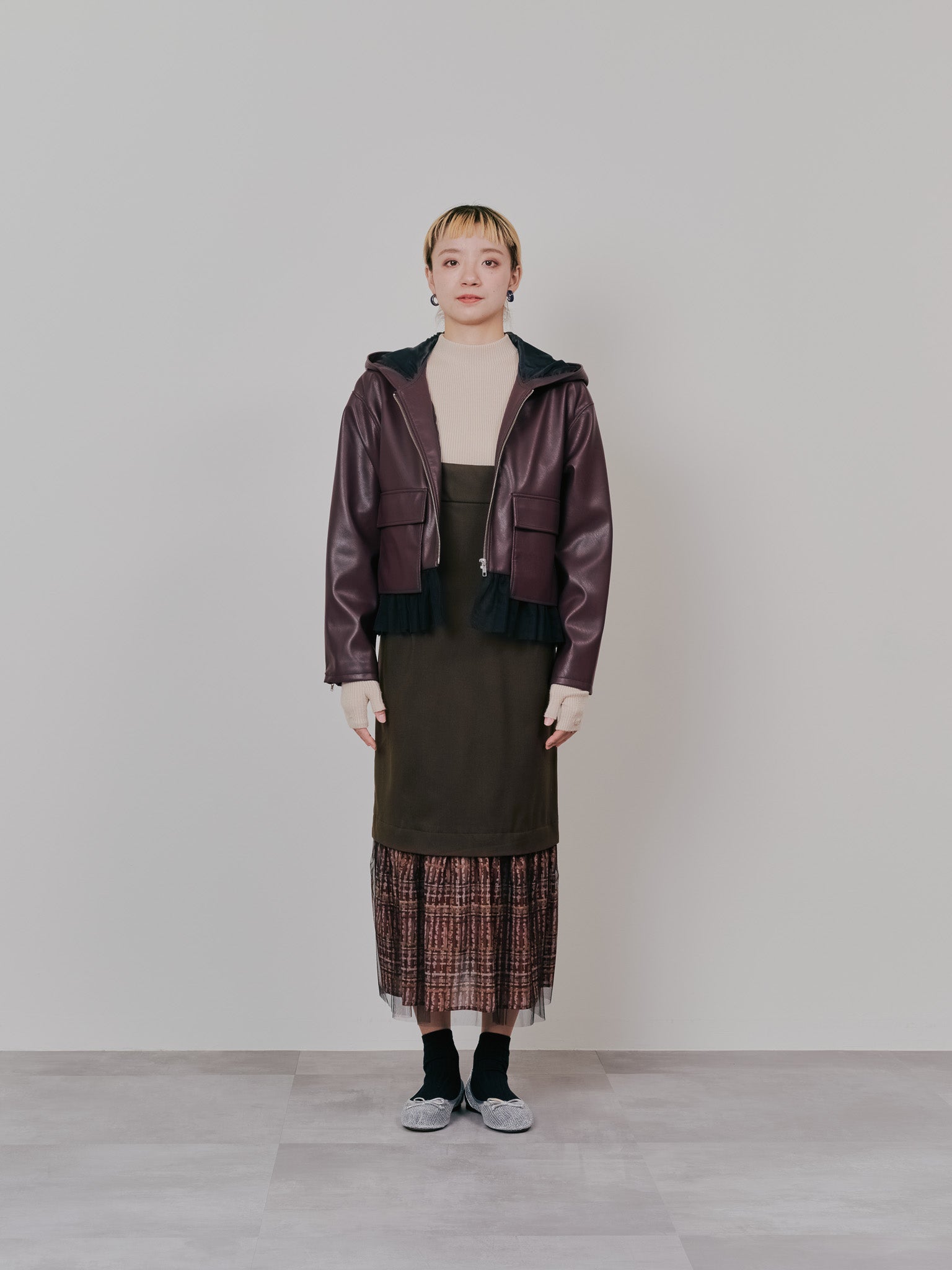 リブボトルネックニットトップス [601447] light beige