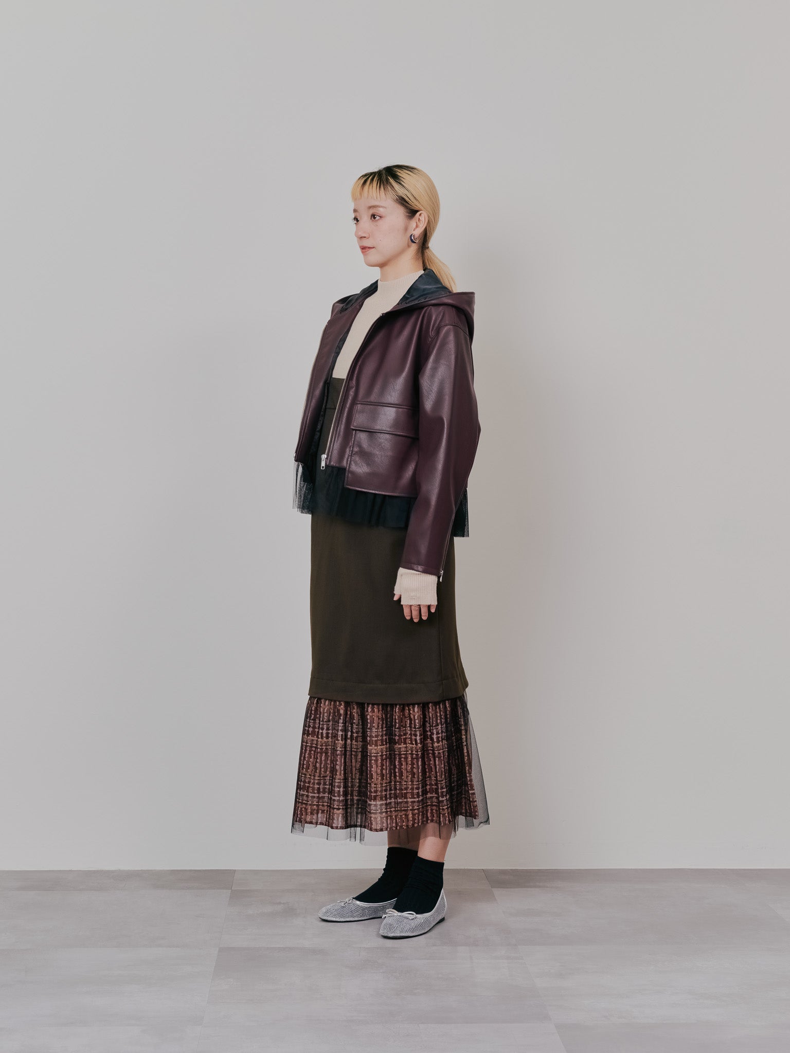 リブボトルネックニットトップス [601447] light beige