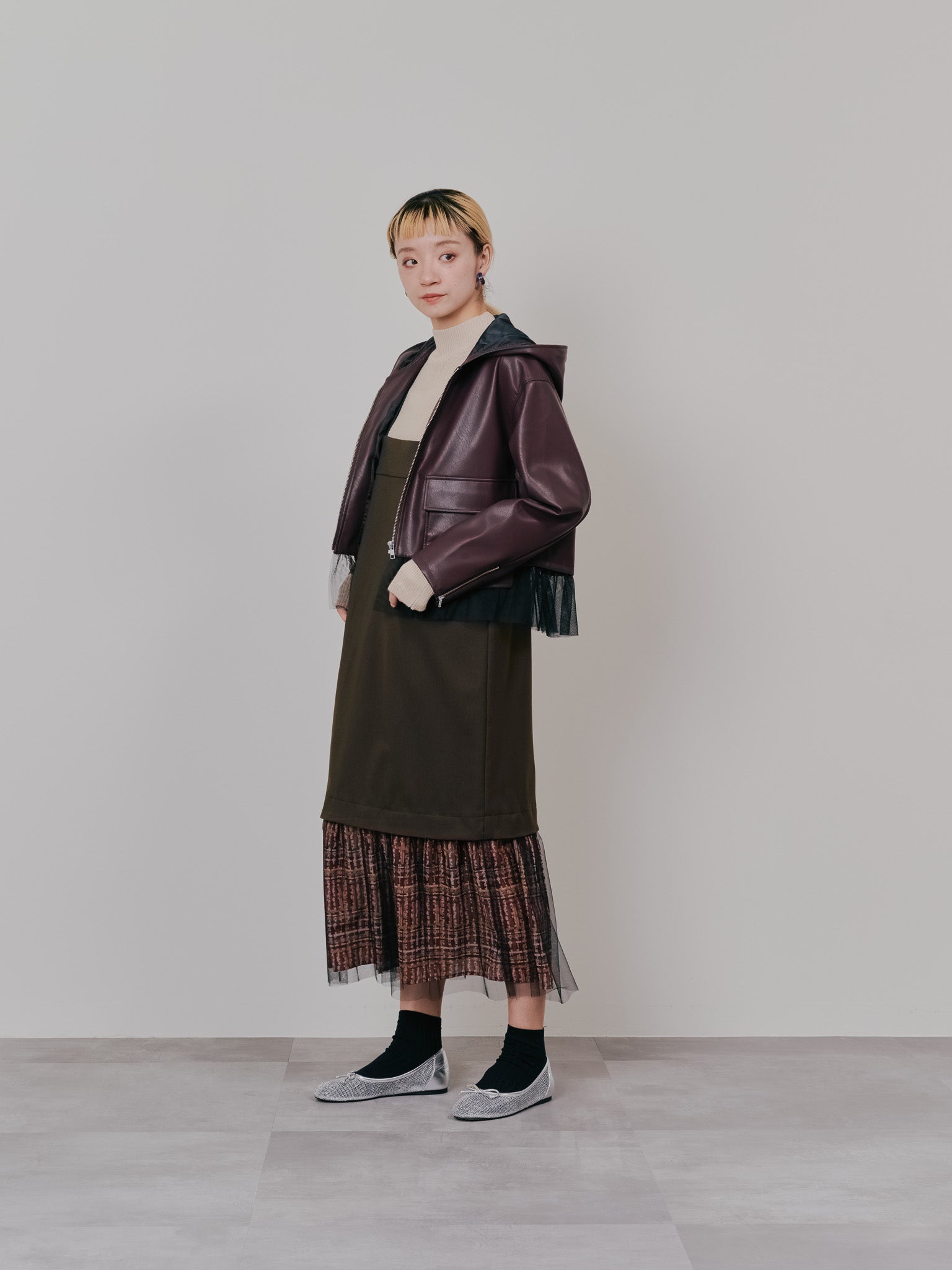 リブボトルネックニットトップス [601447] light beige