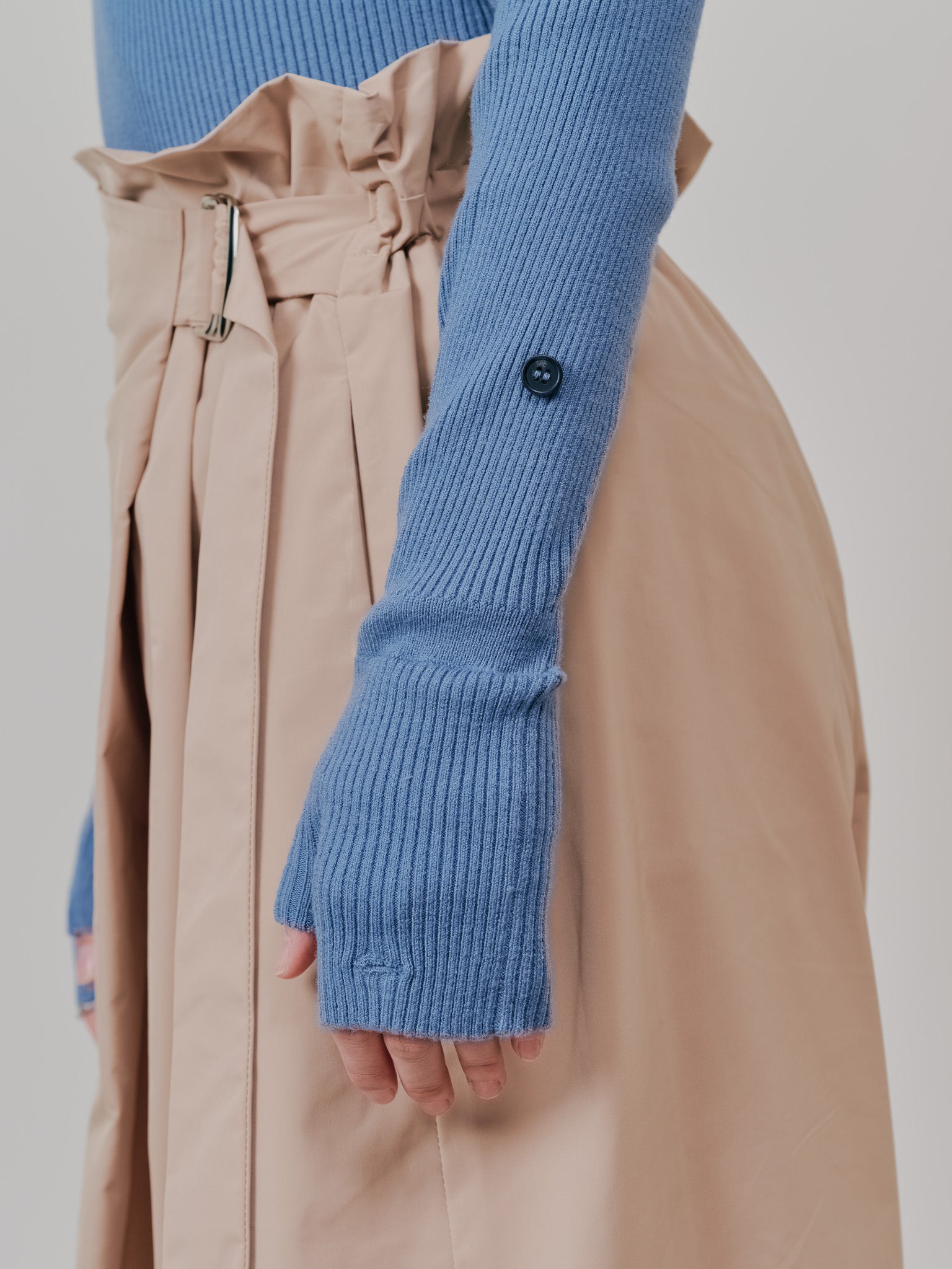 リブボトルネックニットトップス [601447] sax