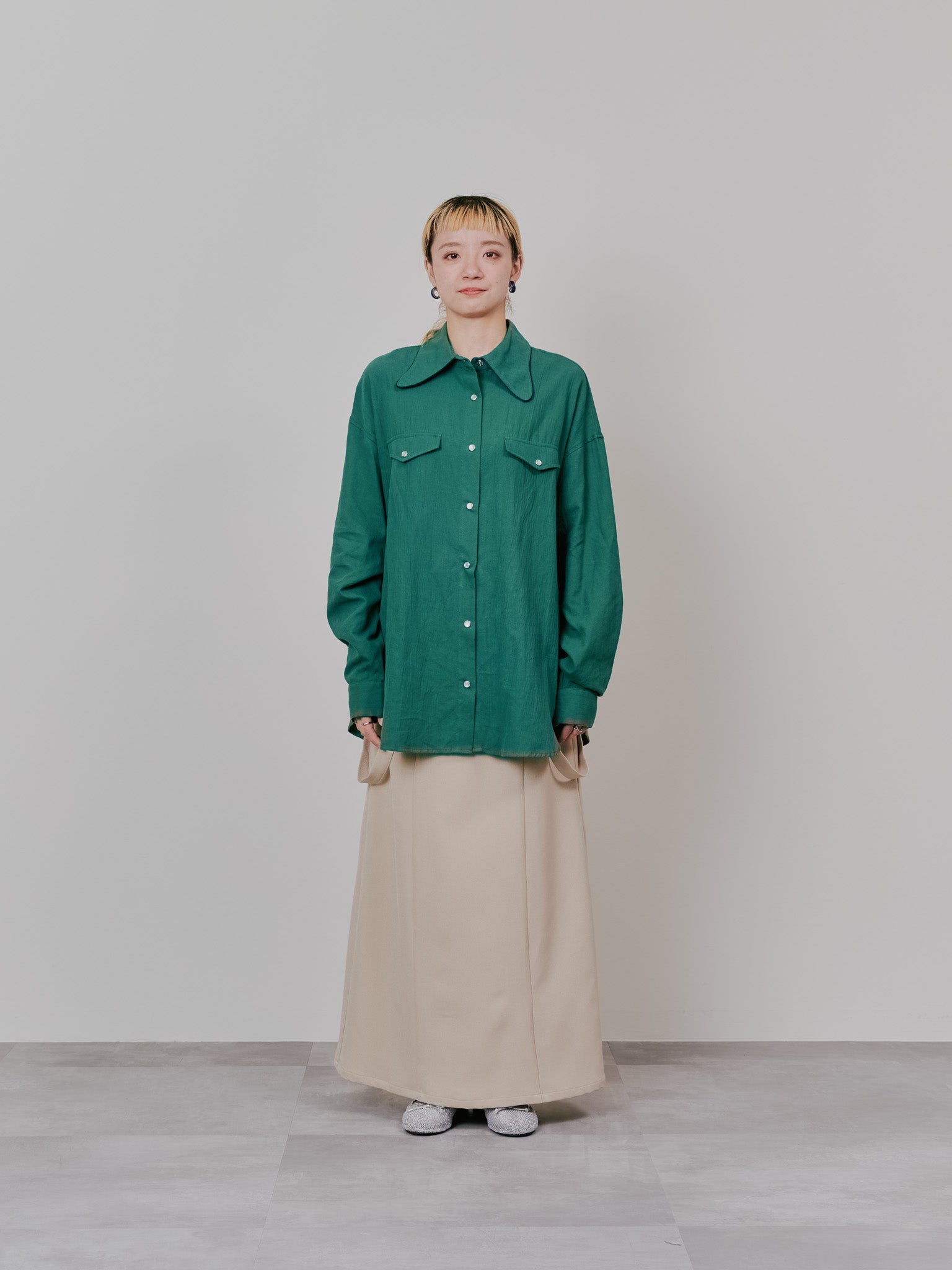 【-PRE SALE- 12/15 18:00まで!!】バタフライカラーウエスタンライクシャツ [601451] green