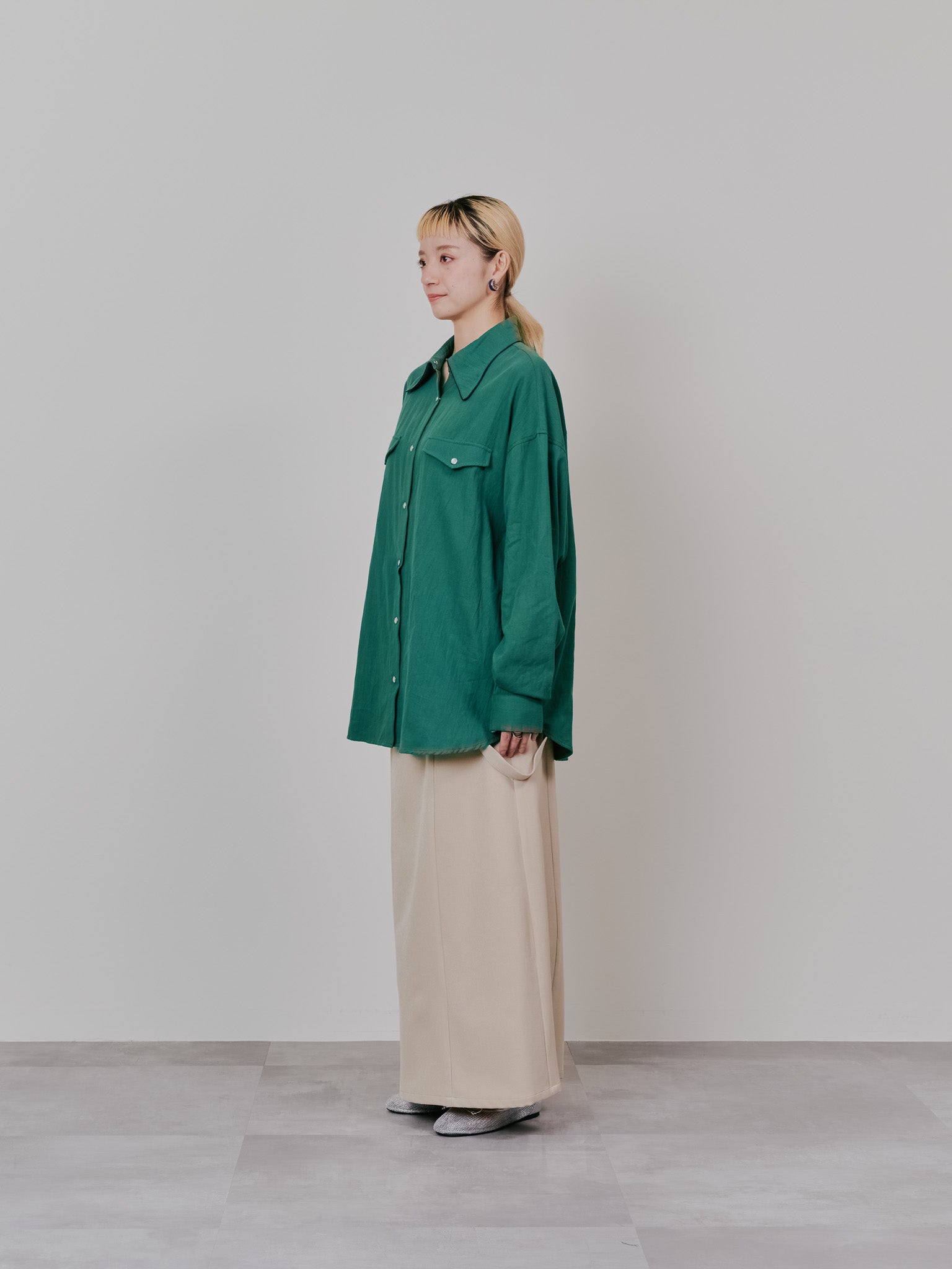 【SALE】バタフライカラーウエスタンライクシャツ [601451] green